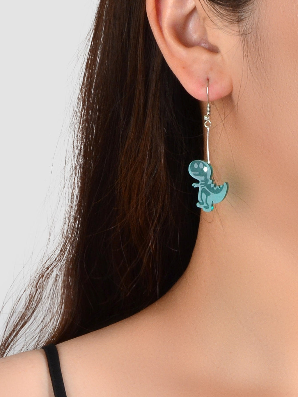 Lovely Cartoon Jewellery Green Resin Dinosaur Dangle Pendant Earrings for Women-1
