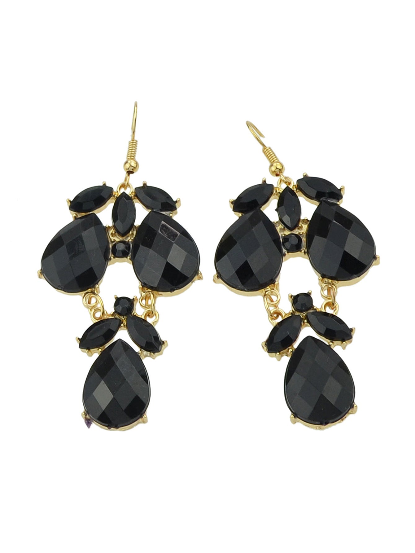 Female Jewelry Orange Black Acrylic Water Drop Flower Chandelier Retro Earrings