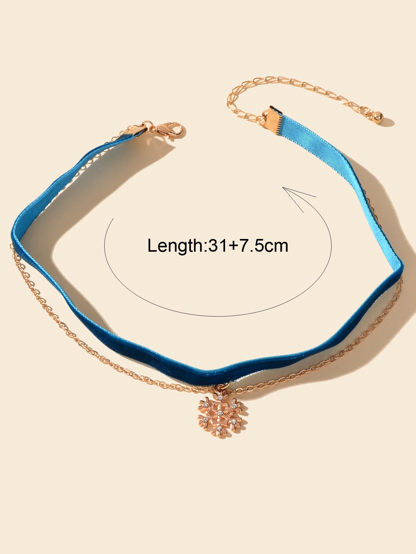 Retro Blue Tattoo Velvet Choker Snowflake Layer Necklace-0