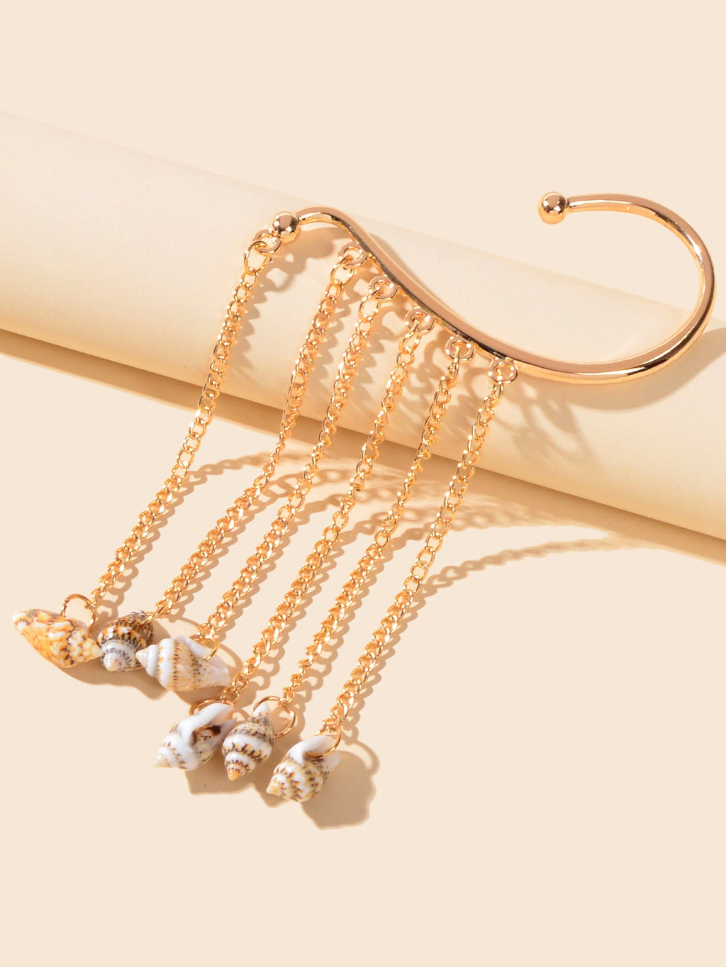 1 pc Boho Chic Long Chain Tassel Conch Ear Cuff Cartilage Wrap Around Earring-4