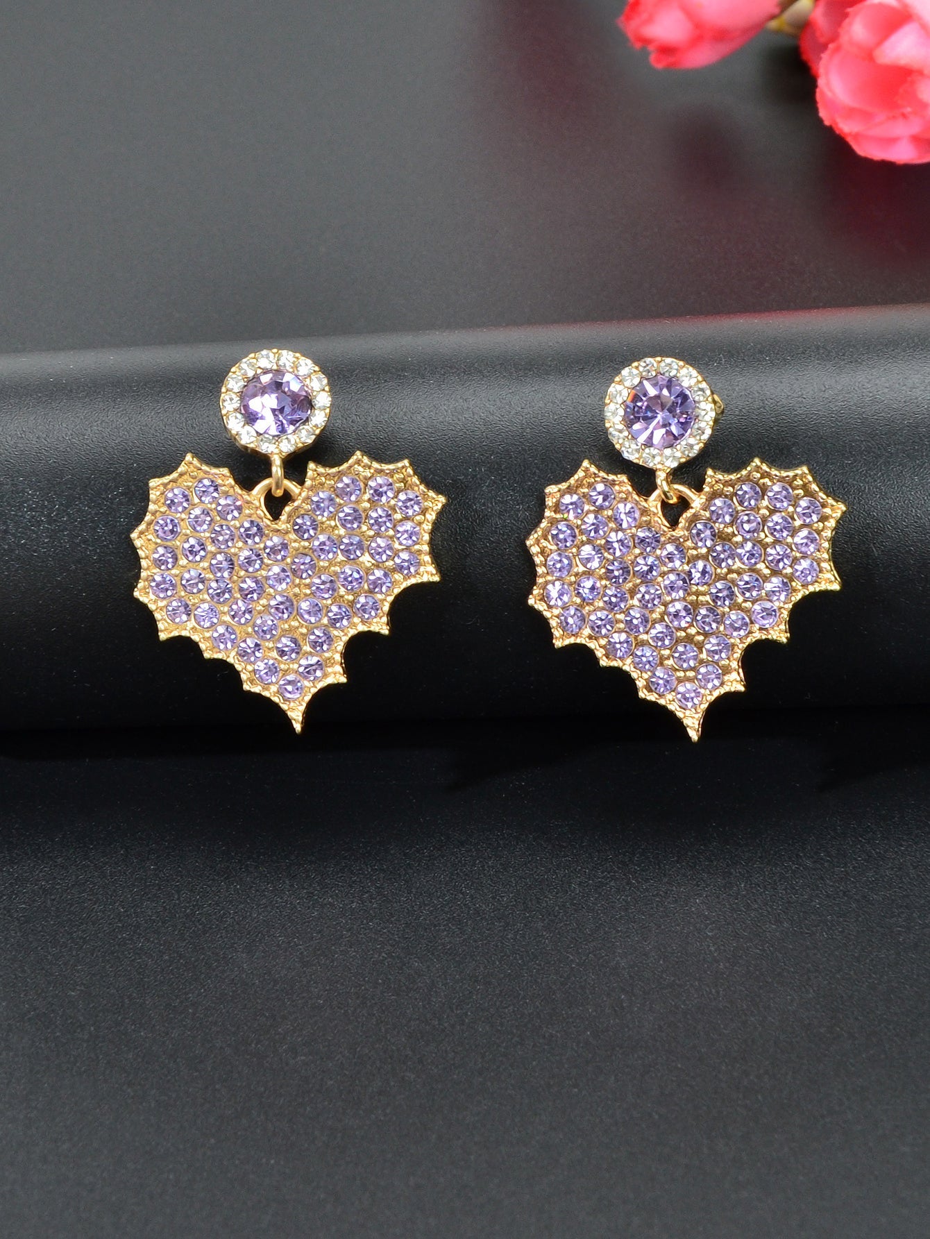 Dazzling Rhinestone Leaf Pendant Stud Earrings Elegant Nature-inspired Jewelry-2