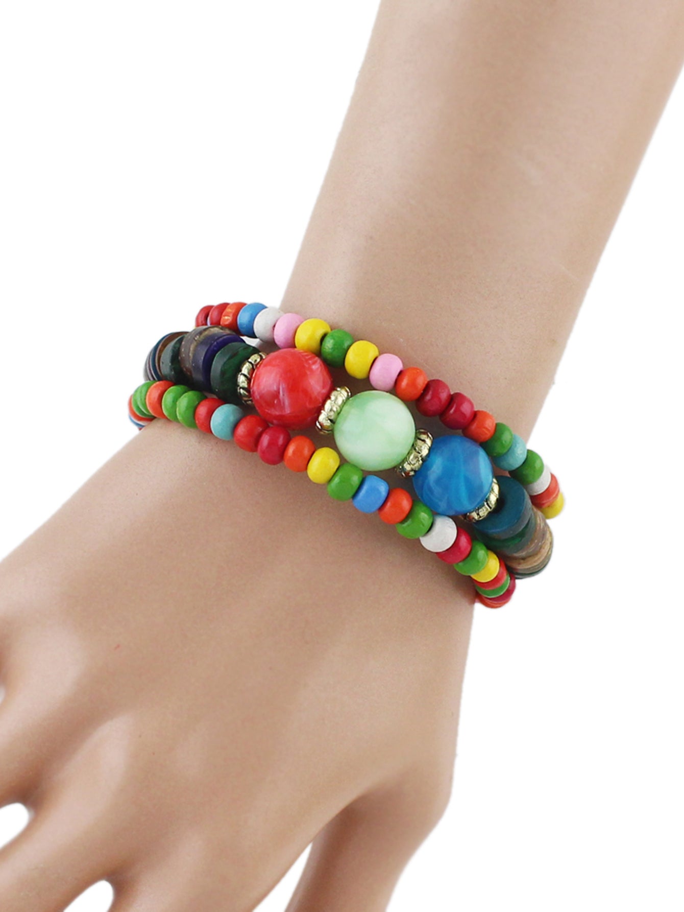 Ethnic Jewelry Handmade Colorful Bead Multi-layer Chain Bohemian Bangle Bracelet