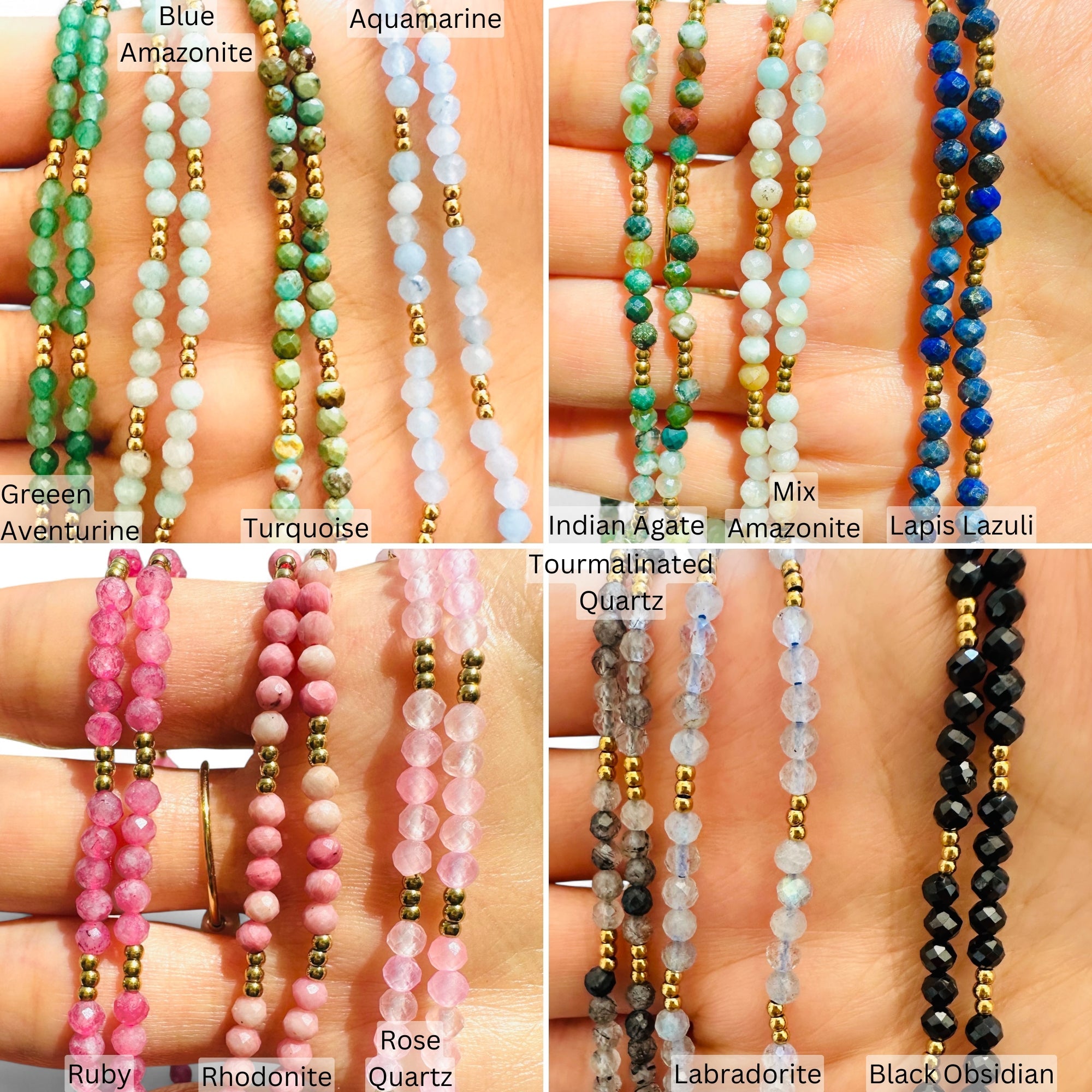Birthstone Crystal Gemstone Choker Necklace, Waterproof 18K Gold Accents-2
