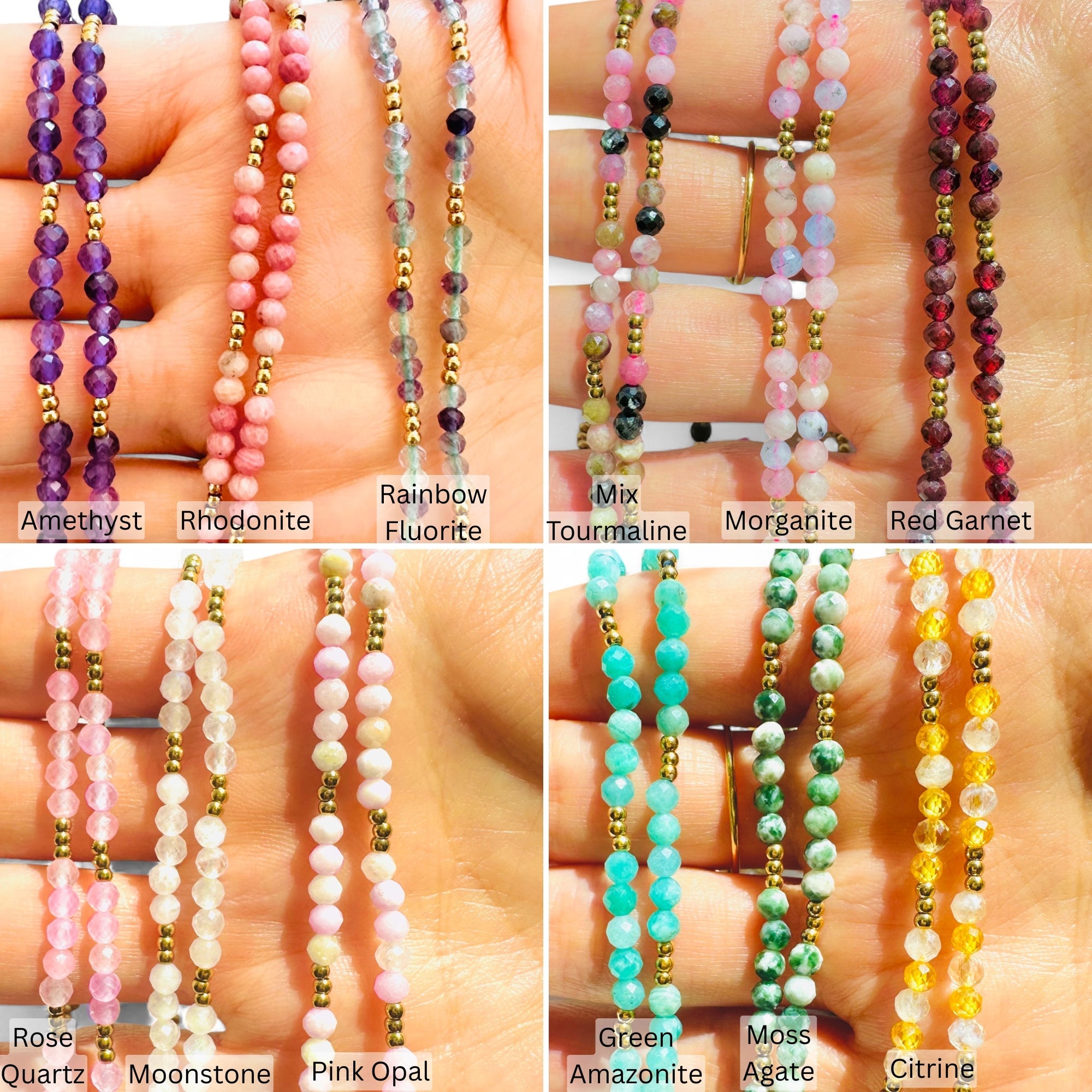 Birthstone Crystal Gemstone Choker Necklace, Waterproof 18K Gold Accents-1