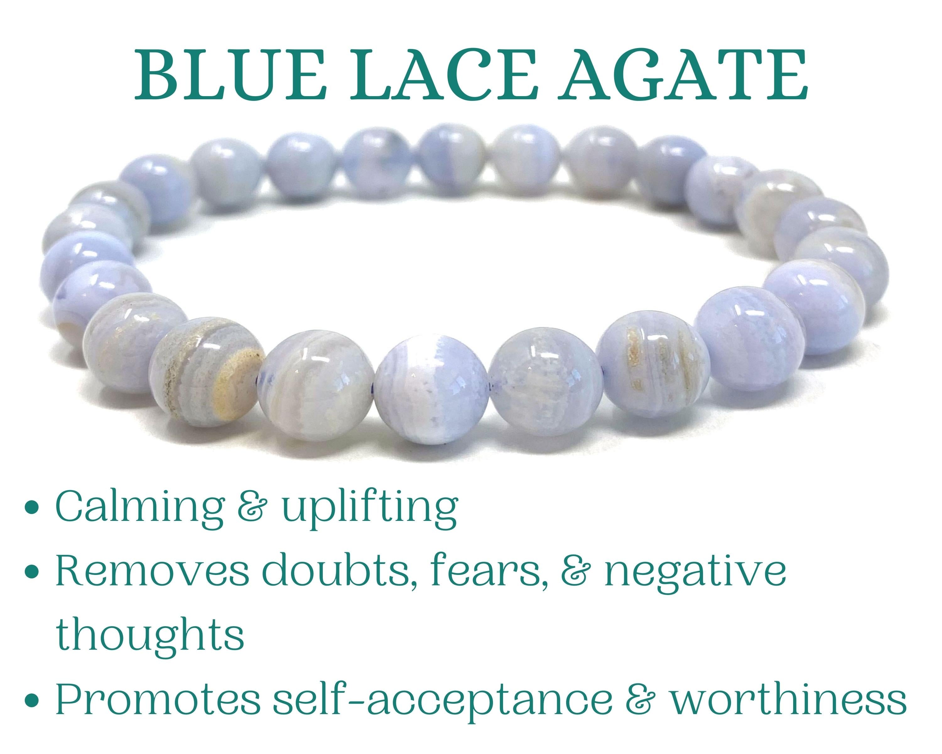 Blue Lace Agate Beaded Crystal Bracelet-3