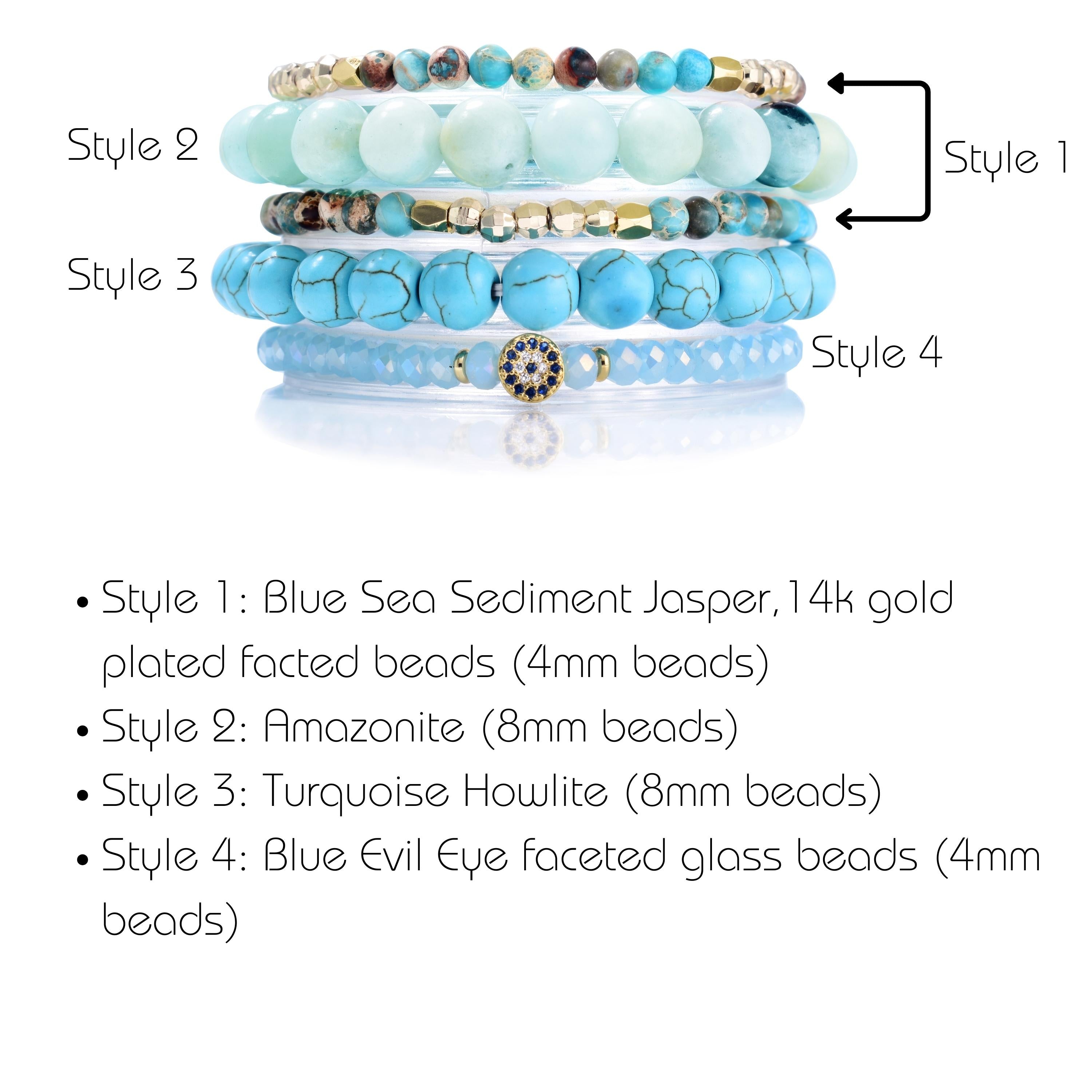 Island Blue Turquoise Howlite Amazonite Crystal Build-Your-Own Bracelet Set-2