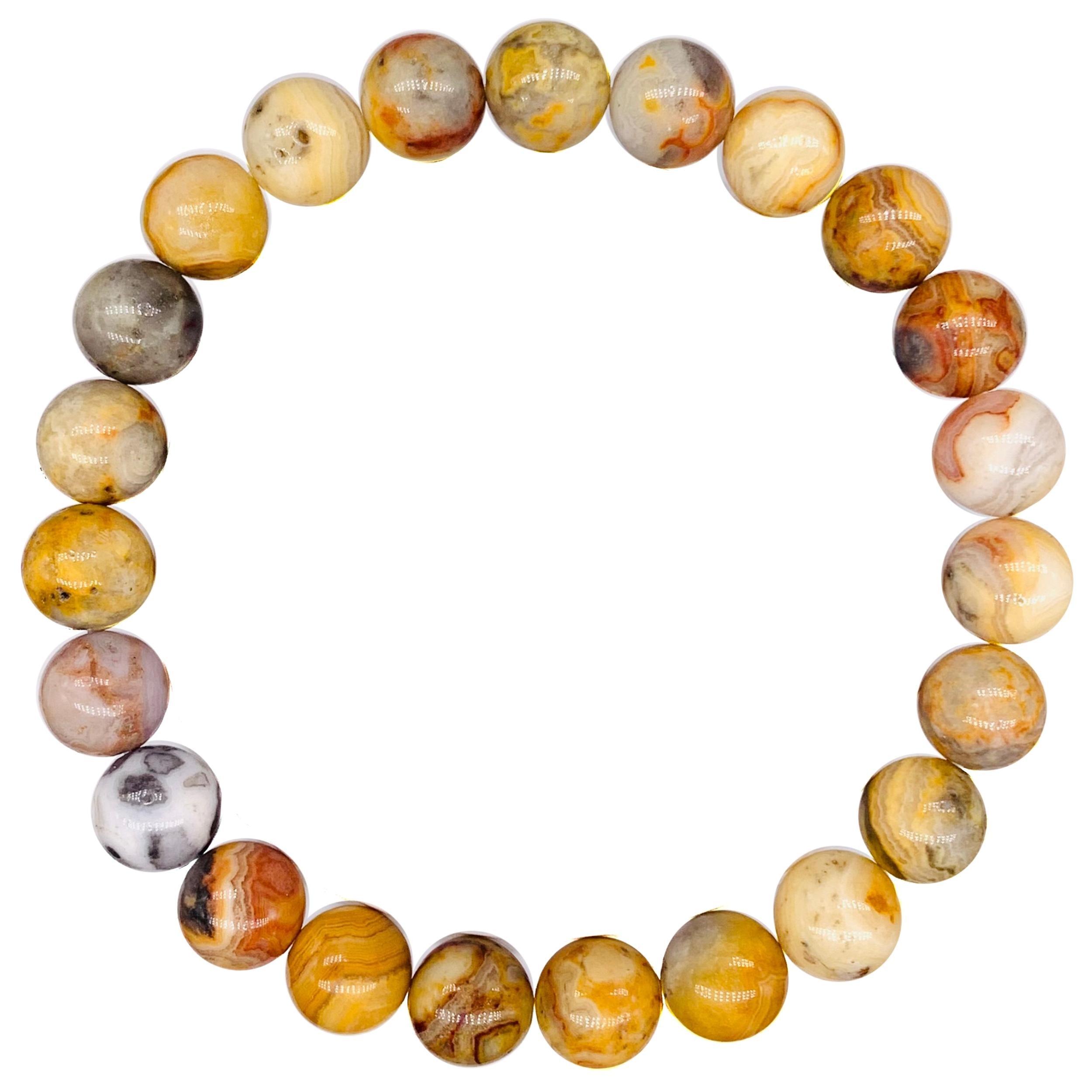 Crazy Lace Agate Beaded Crystal Bracelet-0