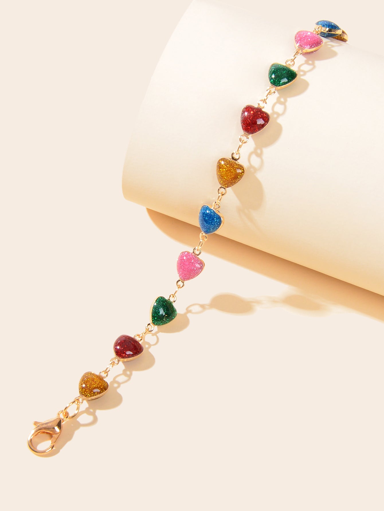 Gold Plated Multi Color Heart Beaded Anklet Summer Beach Boho Foot Chain Jewelry-2