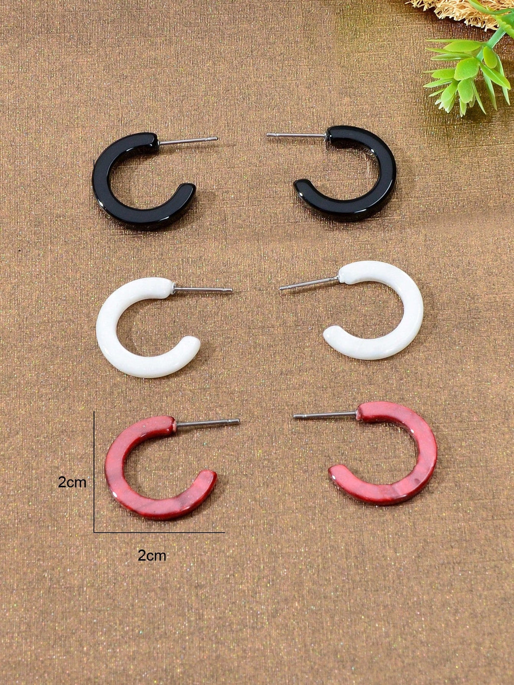 Set of Three Pairs Colourful Stud Earrings Vibrant Holiday Jewelry Collection-3