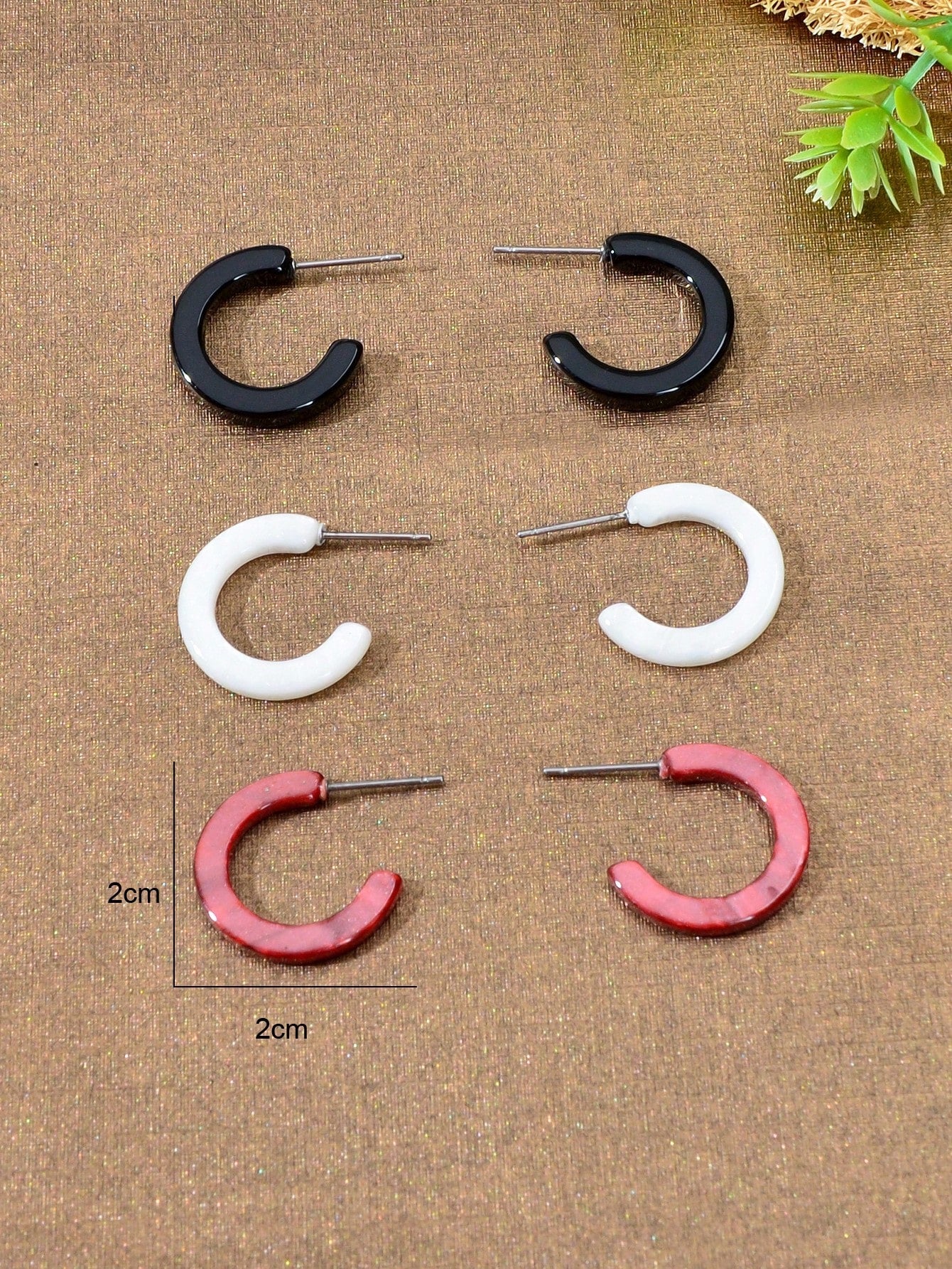 Set of Three Pairs Colourful Stud Earrings Vibrant Holiday Jewelry Collection-3