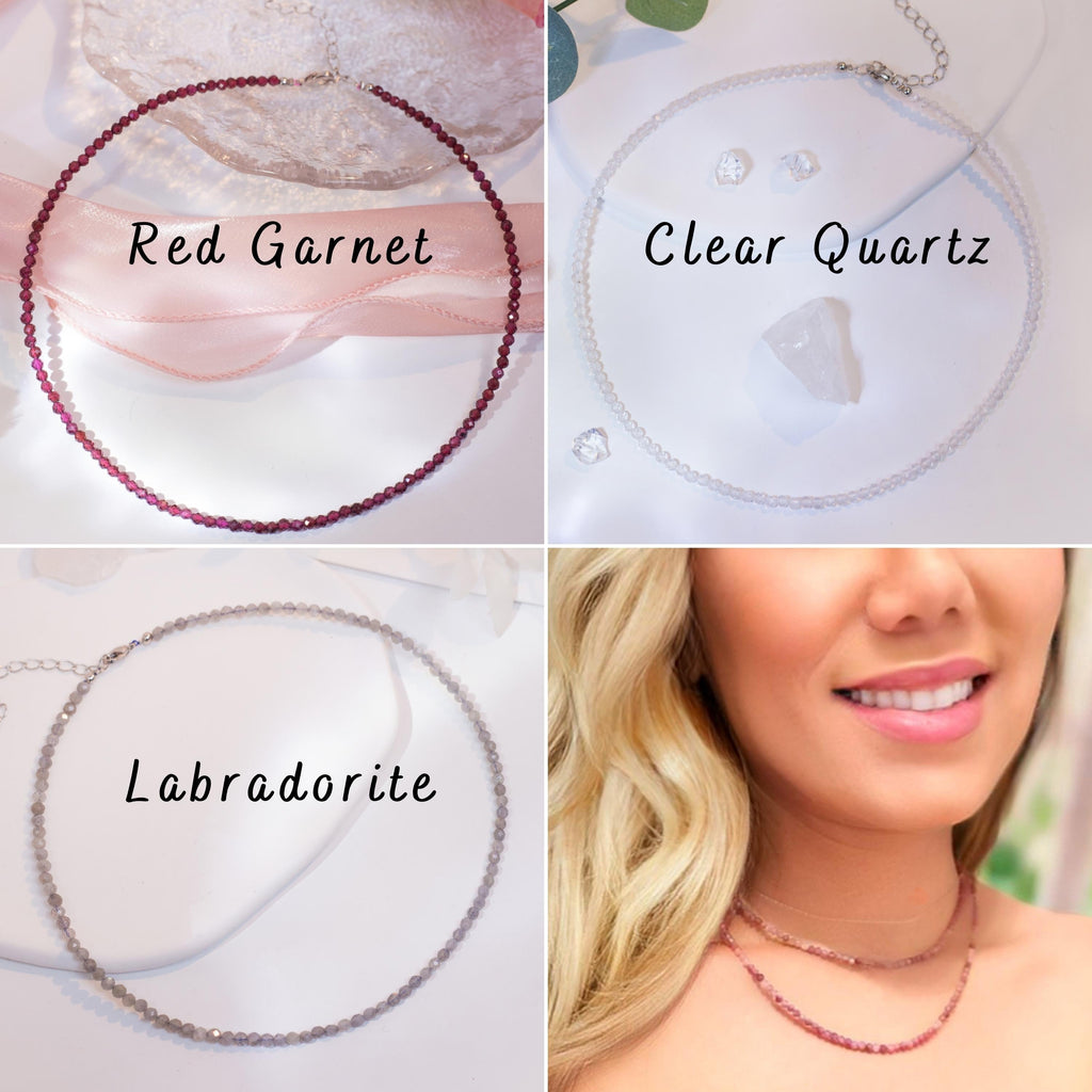 Birthstone Crystal Gemstone Choker Necklace-4