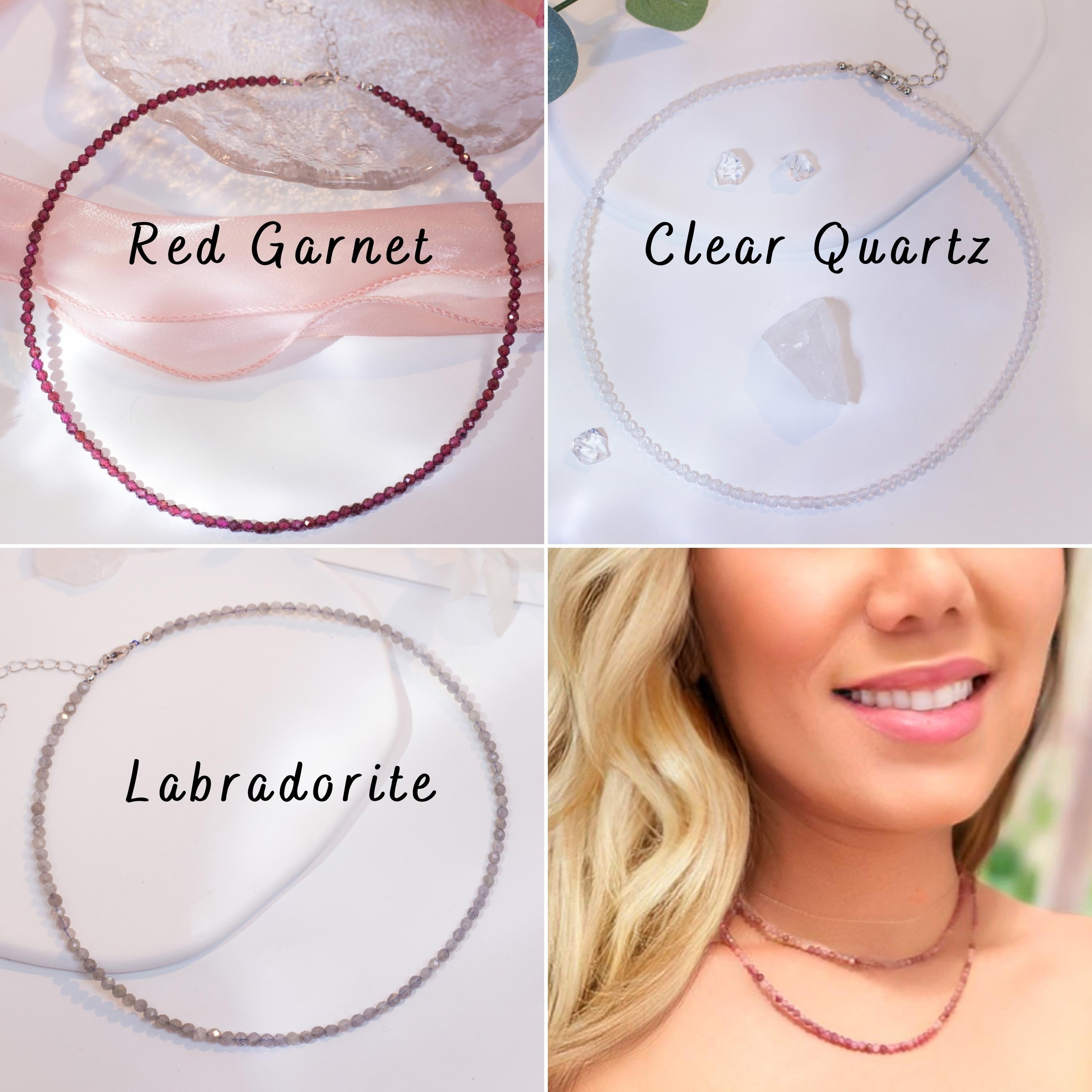 Birthstone Crystal Gemstone Choker Necklace-4