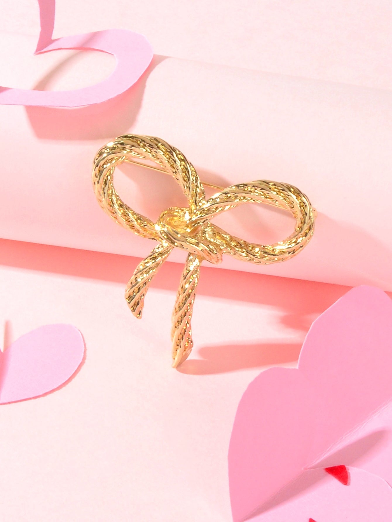 Gold Metal Bow Tie Brooch Collar Diwali Pin Badge Elegant Women Dress Accessory-2