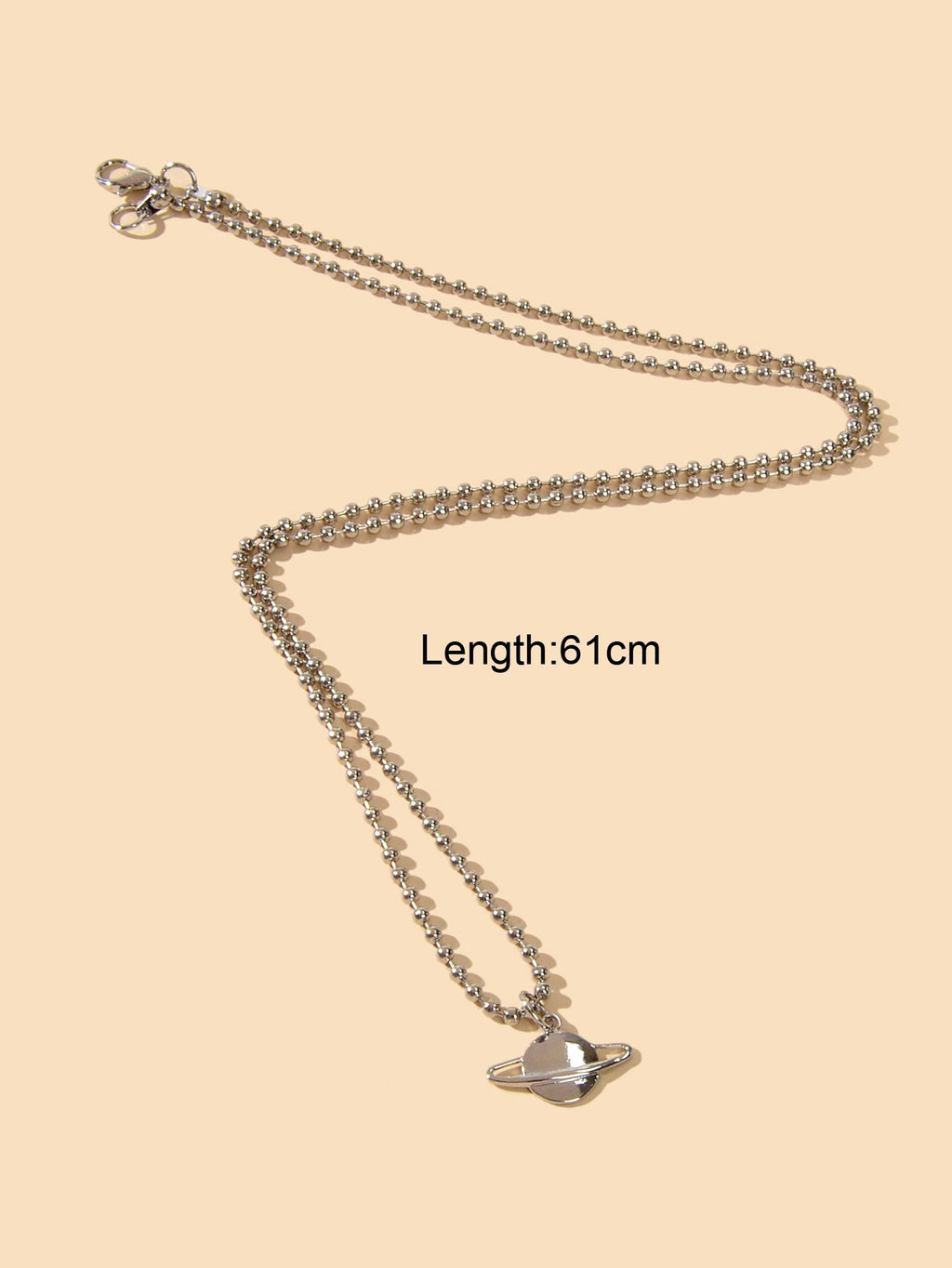 Unique Long Silver Popcorn Chain Planet Pendant Necklace Party Women Decoration-2