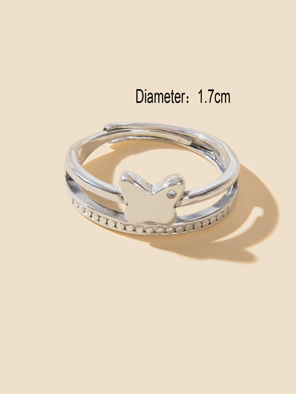 Good Quality Band Women Silver Color Double layer Copper Butterfly Finger Ring-2