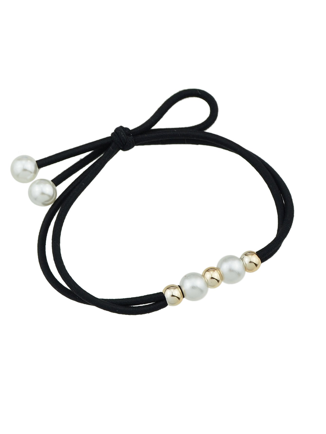 Pearl Metal Beads Elastic Bowknot Hair Ties Ropes Women Girls Hair Accessories-2