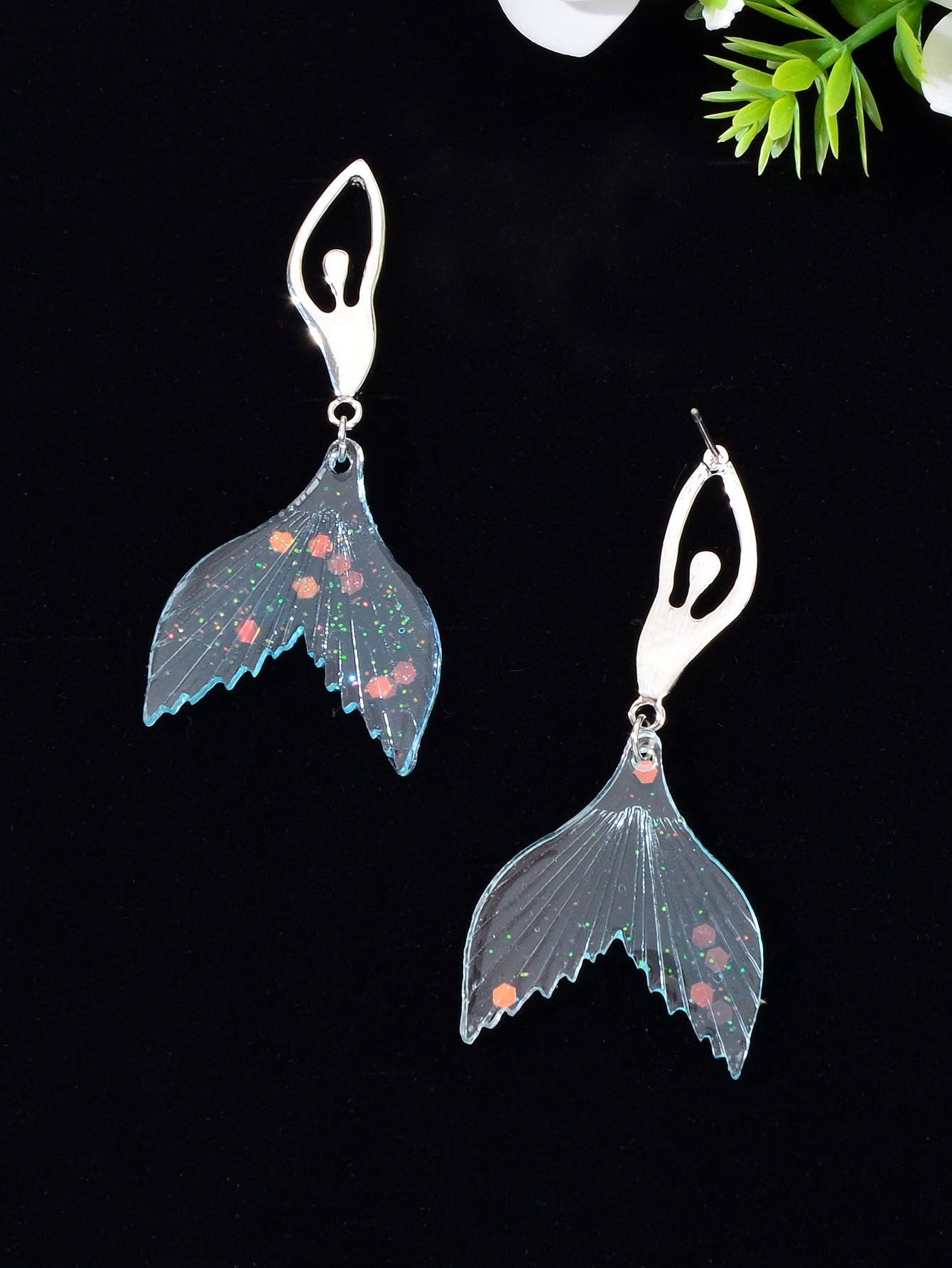Adorable Mermaid Pendant Stud Earrings Enchanting Oceanic Charm Ear Jewellery-3