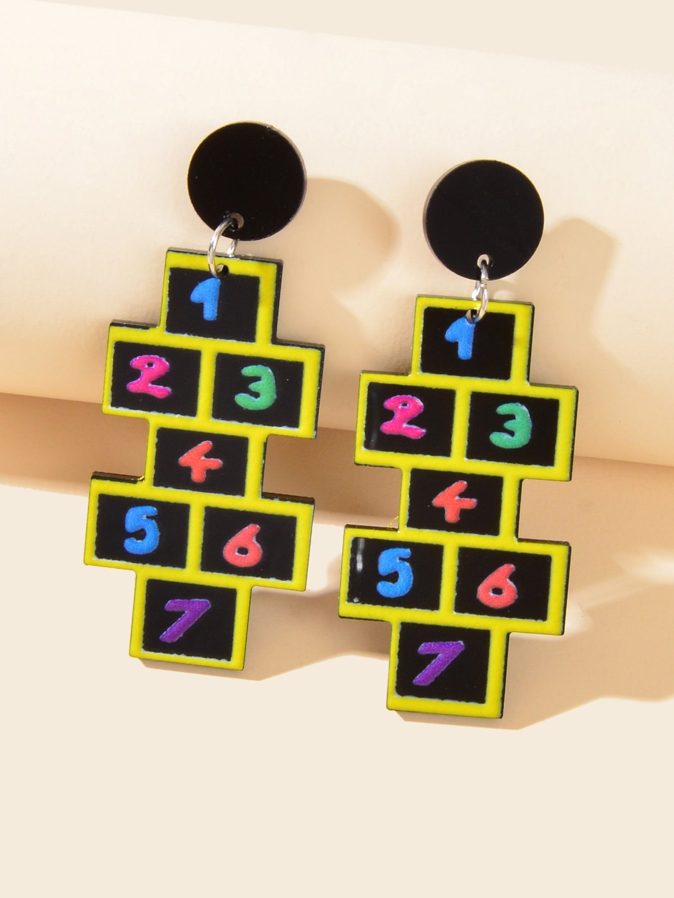 Lightweight Acrylic Colorful Number Geometric Earrings Night Club Party Jewelry-2