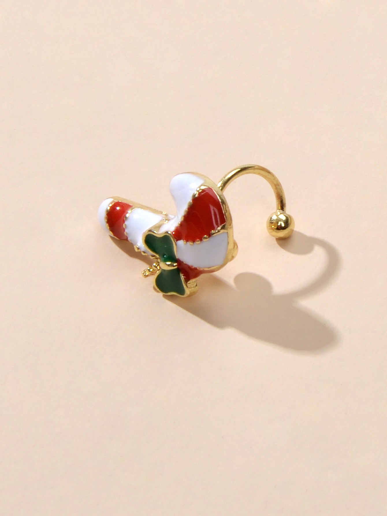 1pc Christmas Jewelry Festival Multi-colored Crutch Bow Holiday Earring Eac Cuff