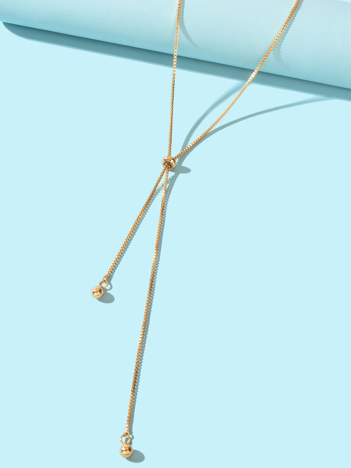 Gold Adjustable Trendy Y Drop Sliding Chain Necklace Women Minimalist Jewellery-2