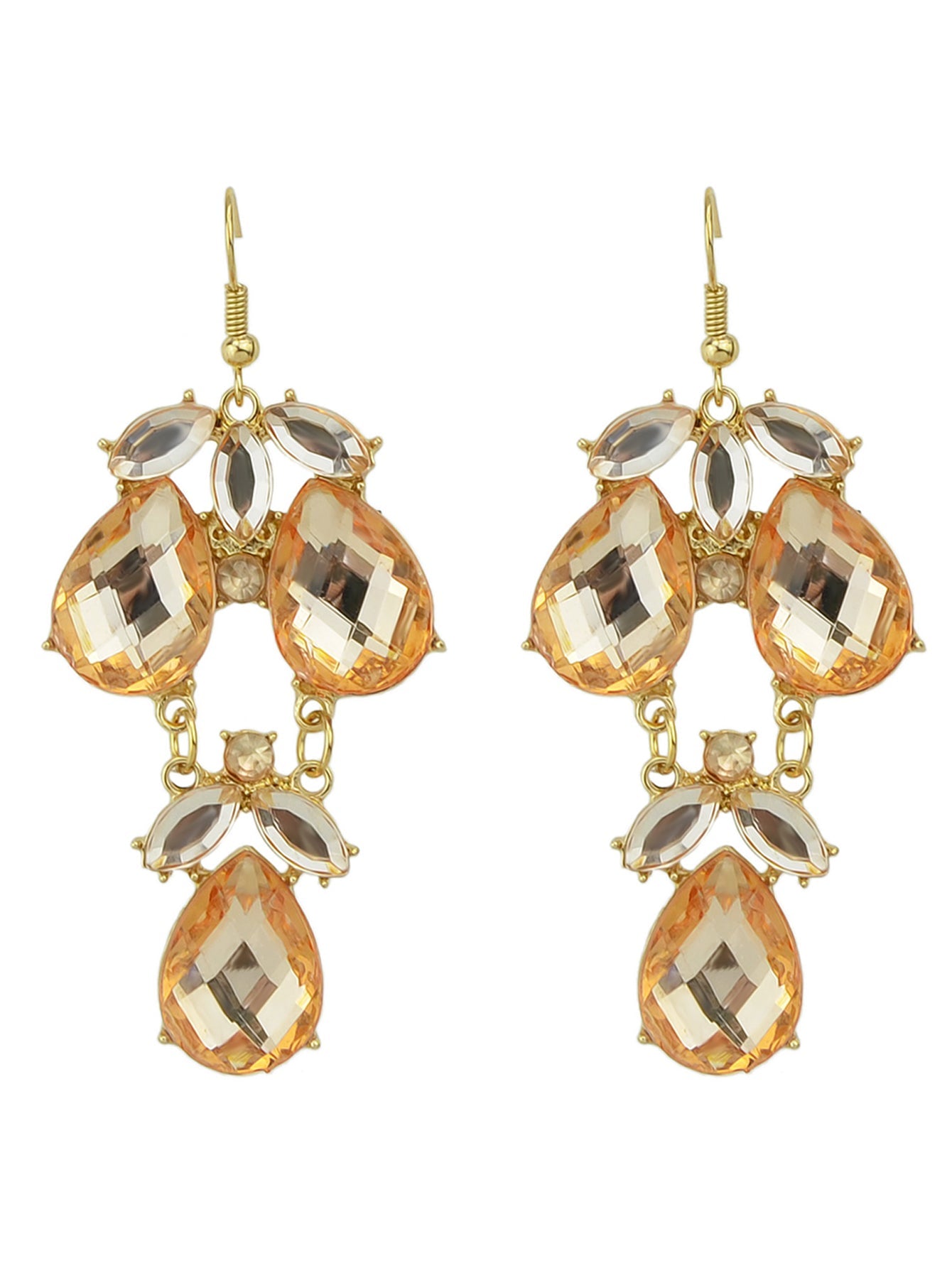 Female Jewelry Orange Black Acrylic Water Drop Flower Chandelier Retro Earrings