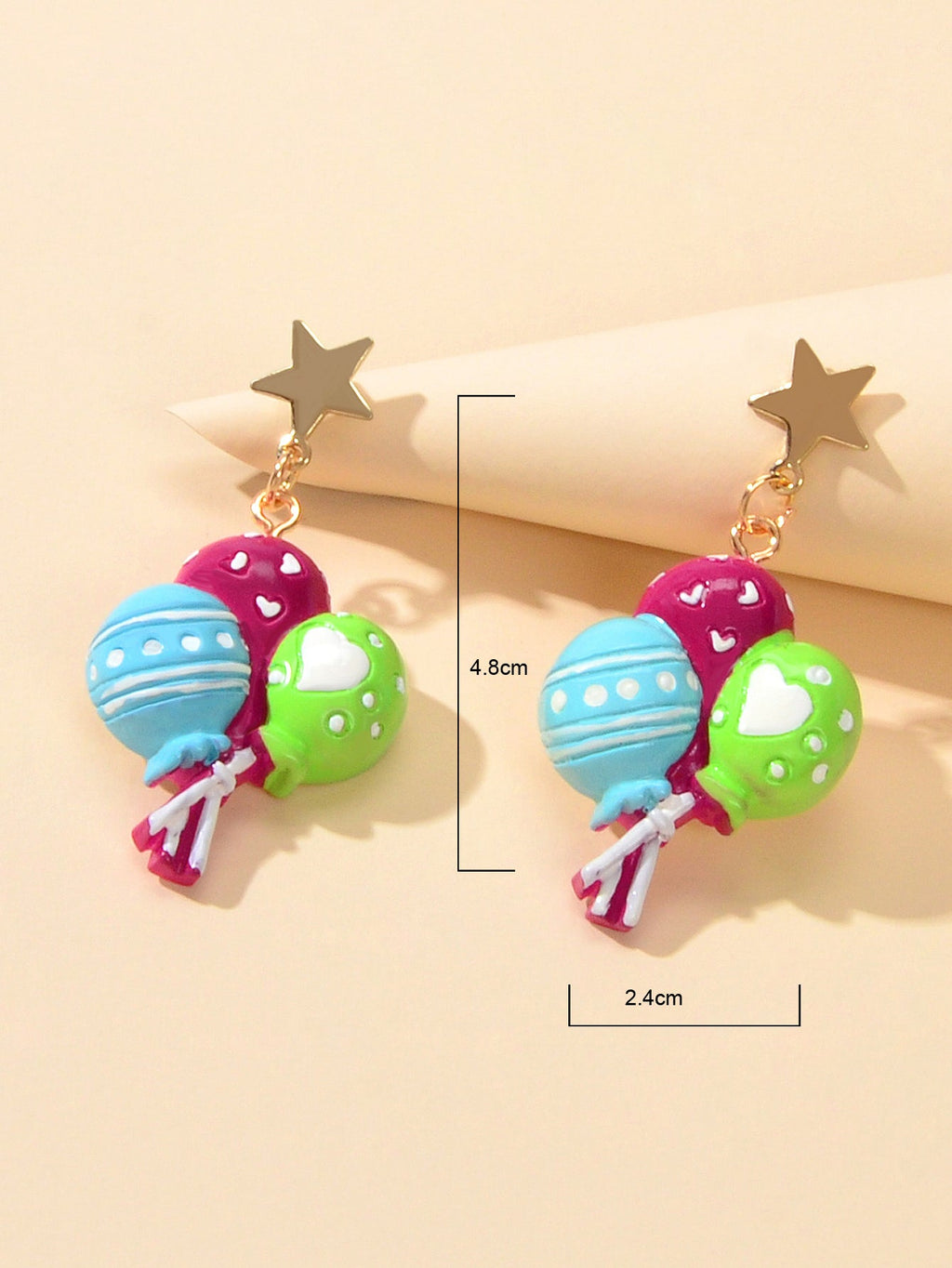 Personality Creative Colorful Resin Balloon Dangle Stud Gift Earrings for Women-2