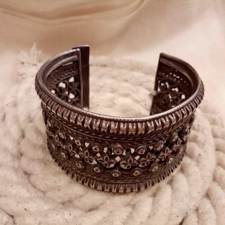 Sterling silver Handcrafted Broad Antique Look Bracelet
