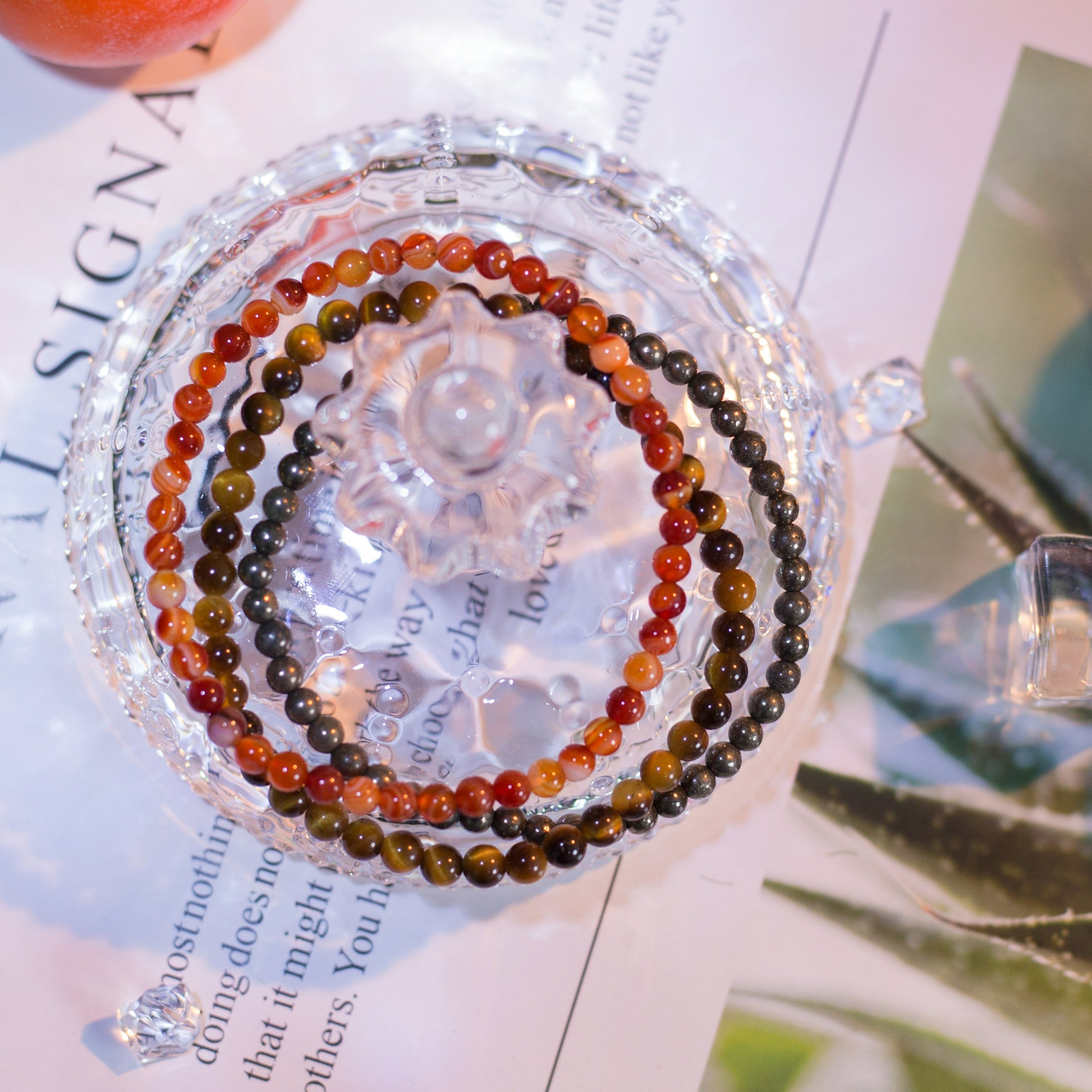 Focus Willpower Motivation Stackable Crystal Bracelet Set-0