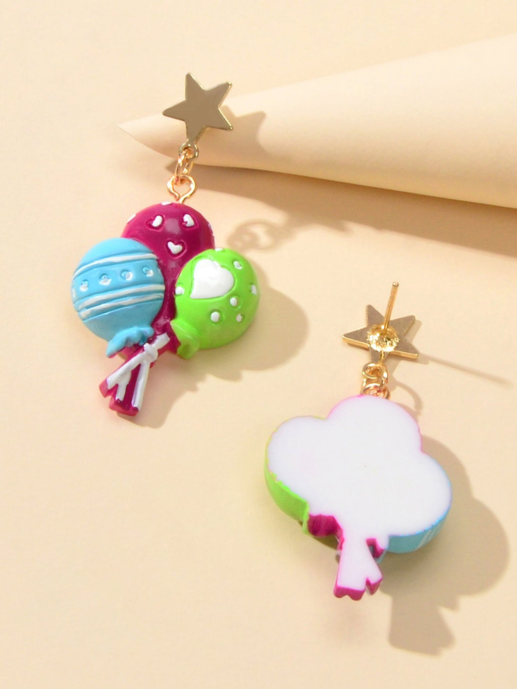 Personality Creative Colorful Resin Balloon Dangle Stud Gift Earrings for Women-3