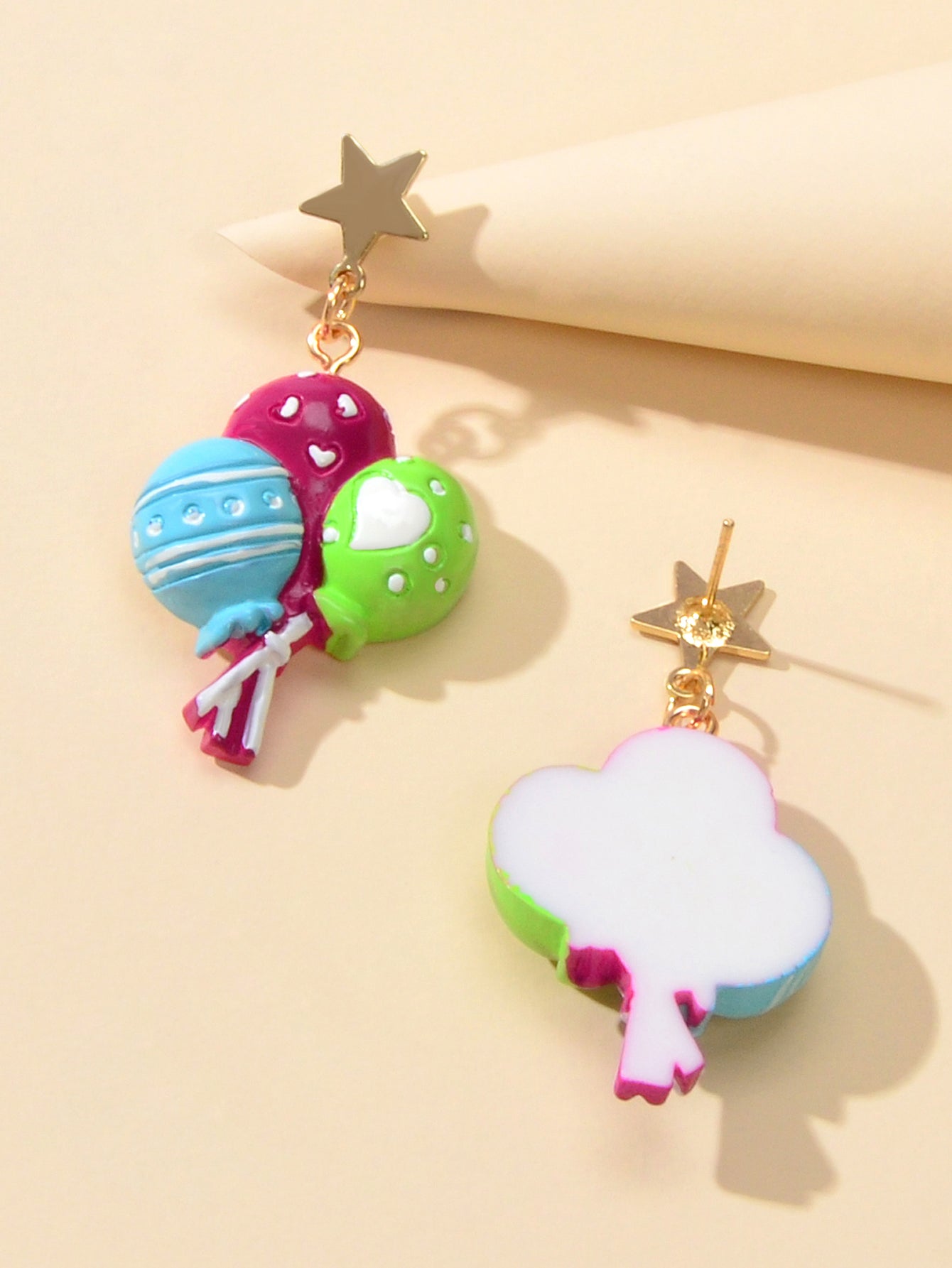 Personality Creative Colorful Resin Balloon Dangle Stud Gift Earrings for Women-3