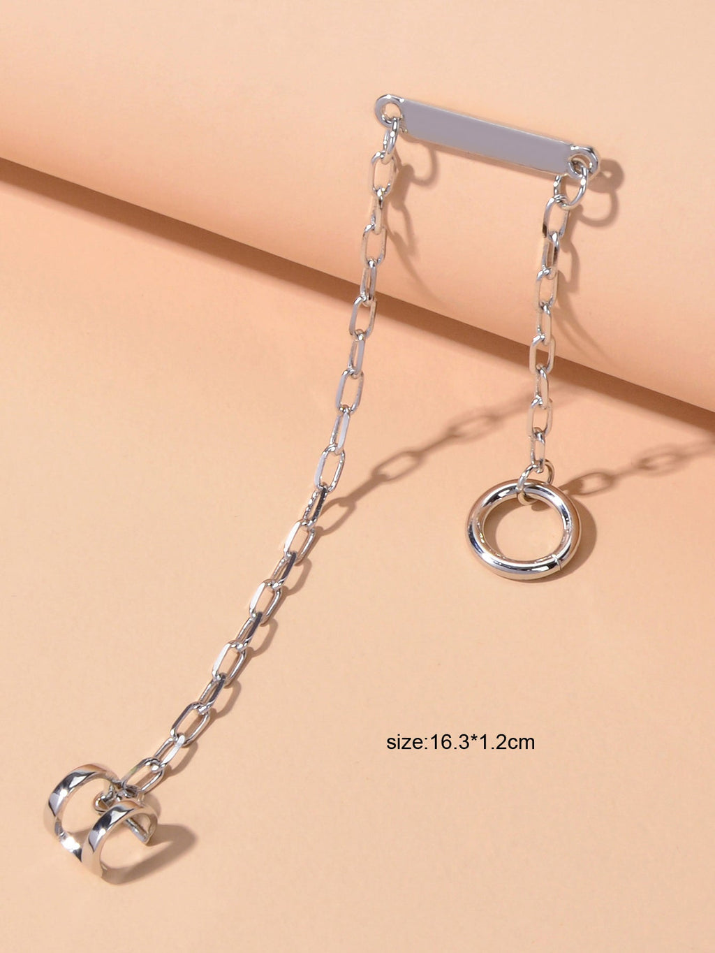 Punk Cartilage Jewellery 1pc Statement Silver Chain Stud Earrings Women Ear Cuff-3