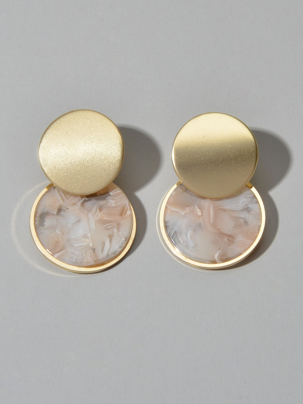 Mottled Resin Round Gold Disc Geometric Stud Multicolour Marbled Drop Earrings-3