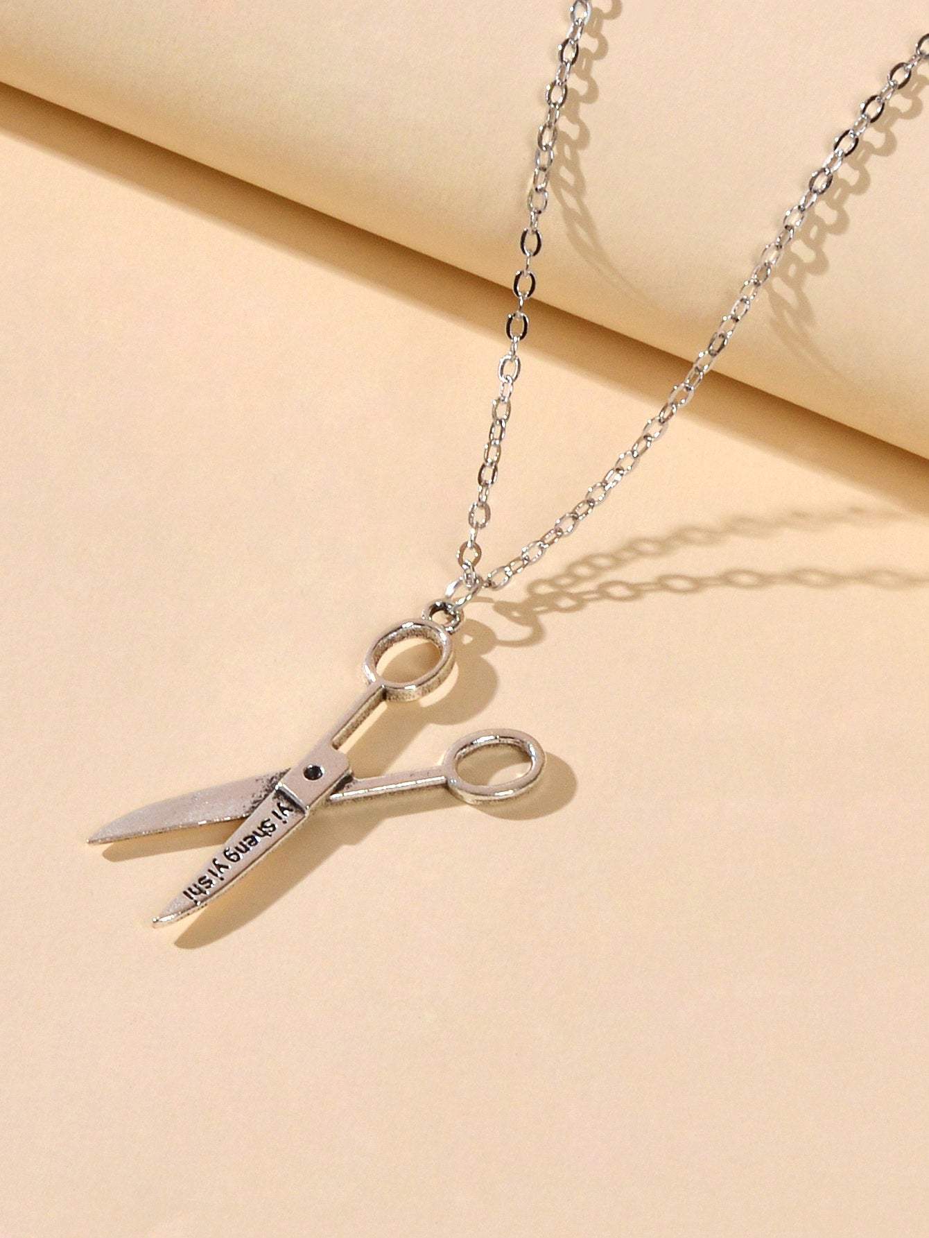 Personality Creative Silver Chain Scissors Designer Stylish Charm Necklace Gift-3