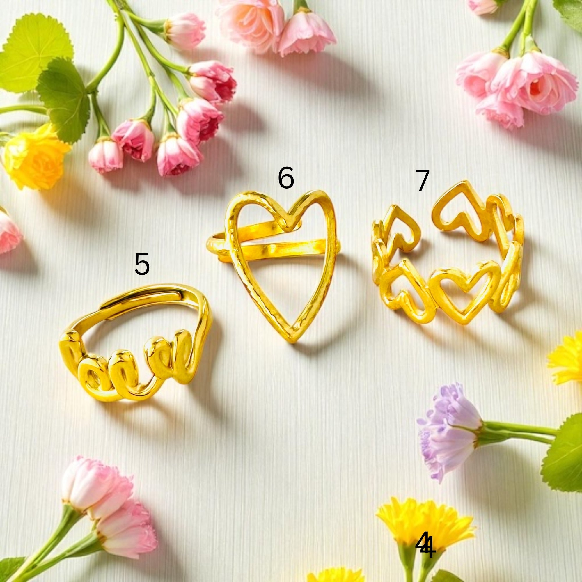 18K Gold Waterproof Stacking Rings-6