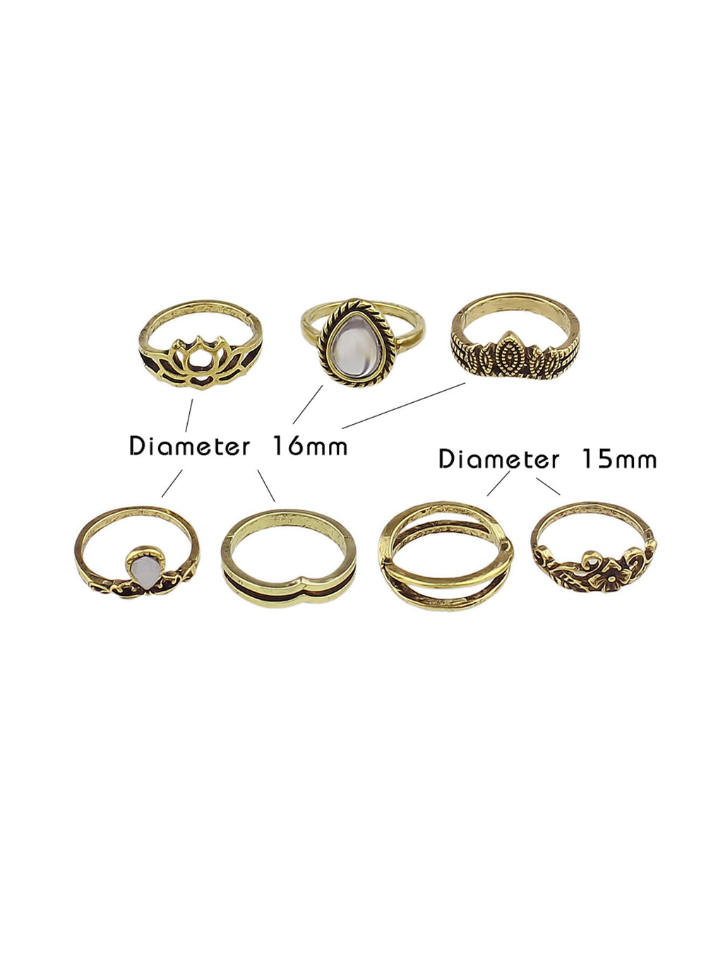 Tribal Ethnic 7 pcs Antique Silver Multiple Stackable Knuckle Finger Ring Set-3