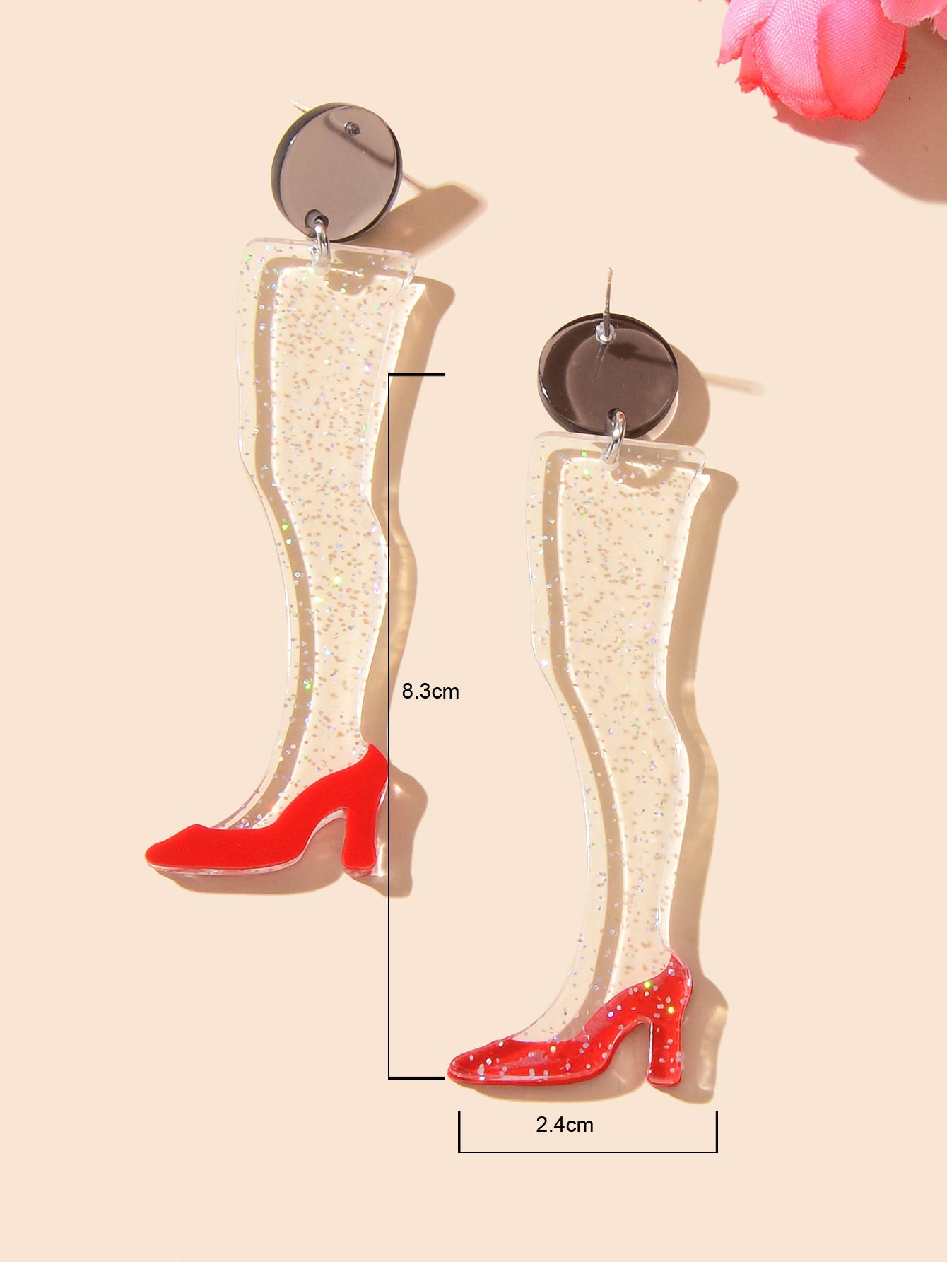 Shiny Unique Funny Resin Transparent Leg Chic High Heel Shoes Stud Earrings Gift-3