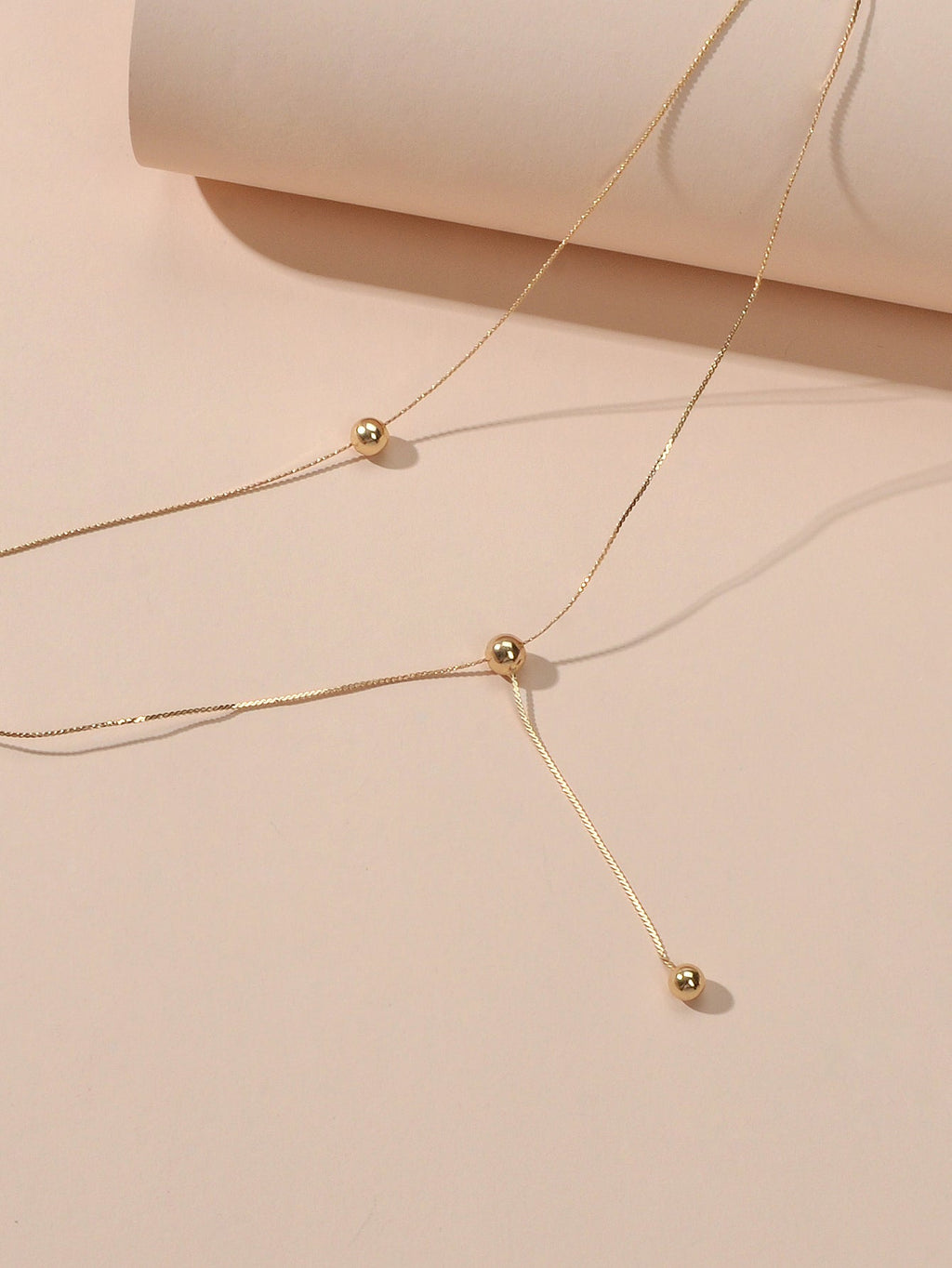 Perfect Jewellery Gold Double layer Chain Necklace Beads Charm Y Lariat Necklace