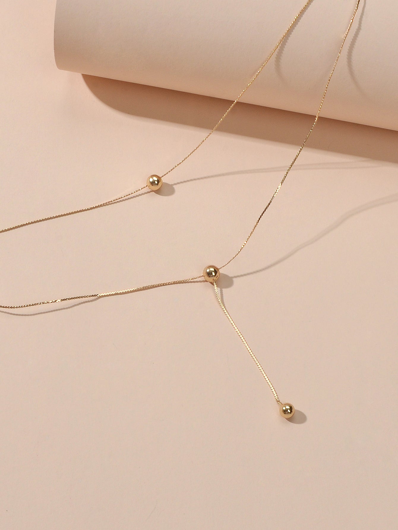 Perfect Jewellery Gold Double layer Chain Necklace Beads Charm Y Lariat Necklace