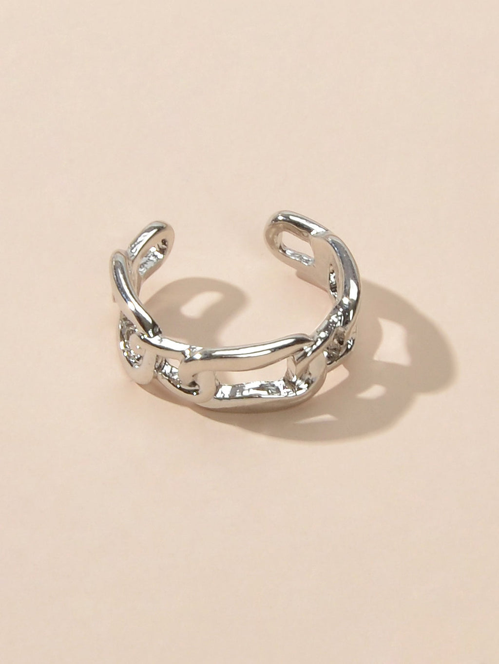 Minimalist Jewelry Metal Lock Chain Design Open Cuff Finger Trendy Ring AU Stock-3