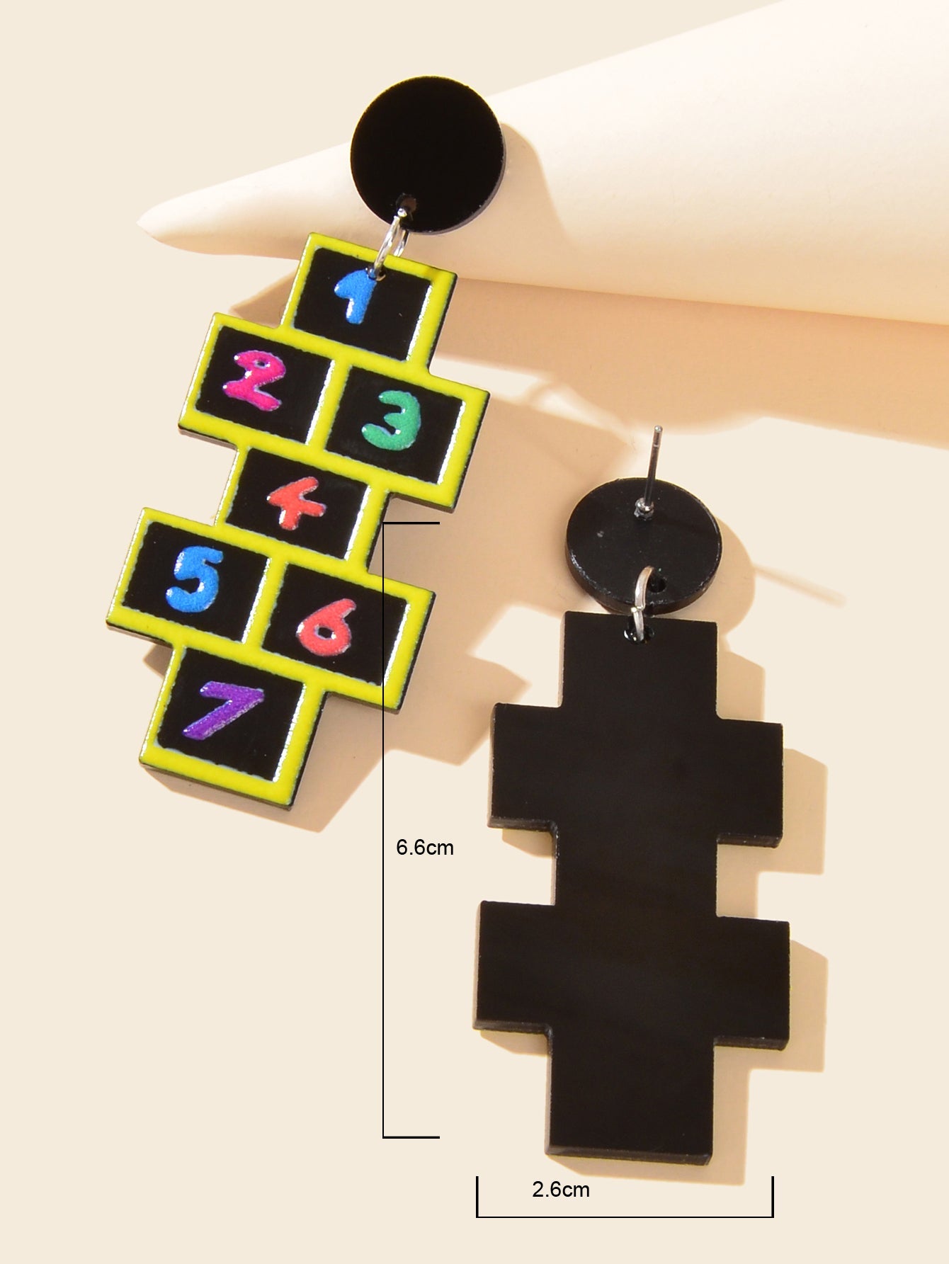Lightweight Acrylic Colorful Number Geometric Earrings Night Club Party Jewelry-3