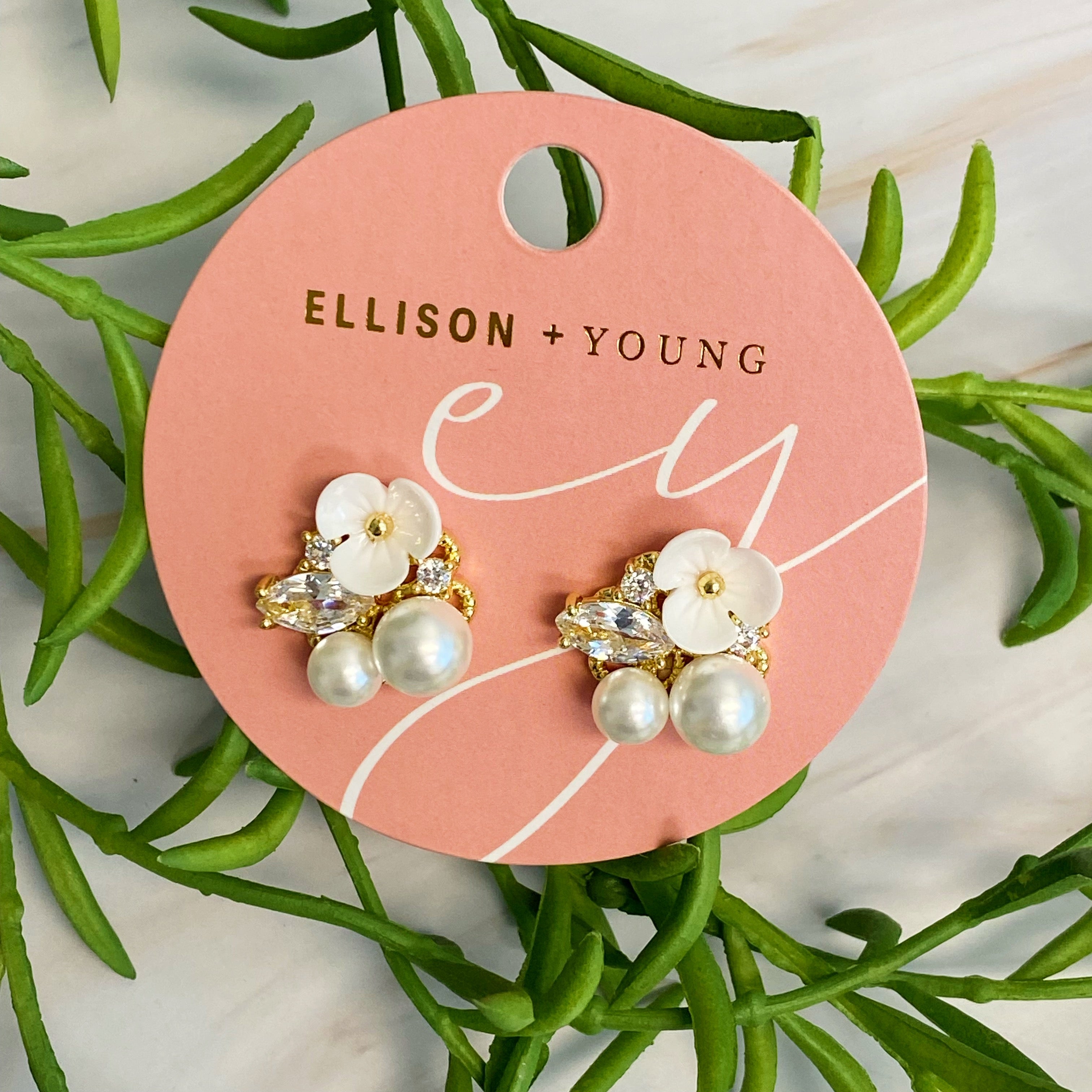 Mini Flower Jeweled Stud Earrings