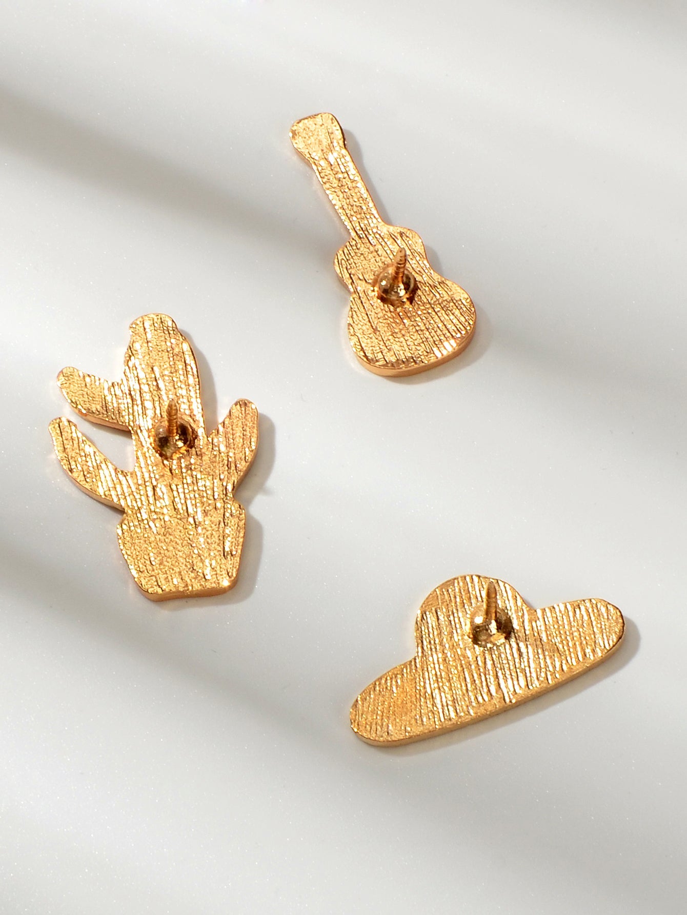 3 pcs Enamel Pin Set Lovely Guitar Cap Cactus Brooch Pins Decorative Lapel Badge-4