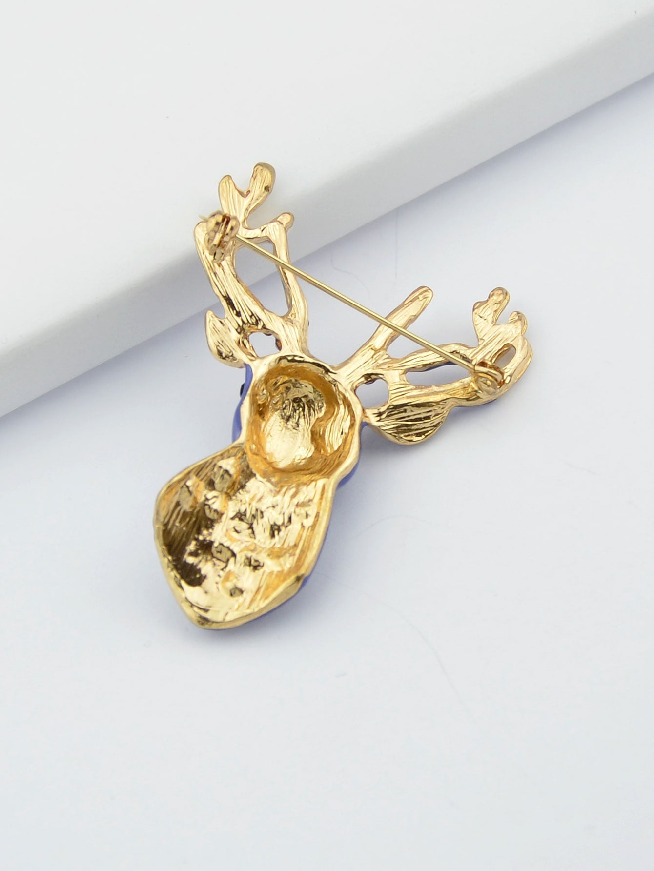 Delicate Xmas Jewellery Rhinestone Reindeer Brooch Purple Deer Head Animals Pin-4