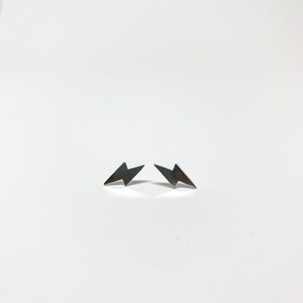Mini Lightning Bolt Stud Earrings-0