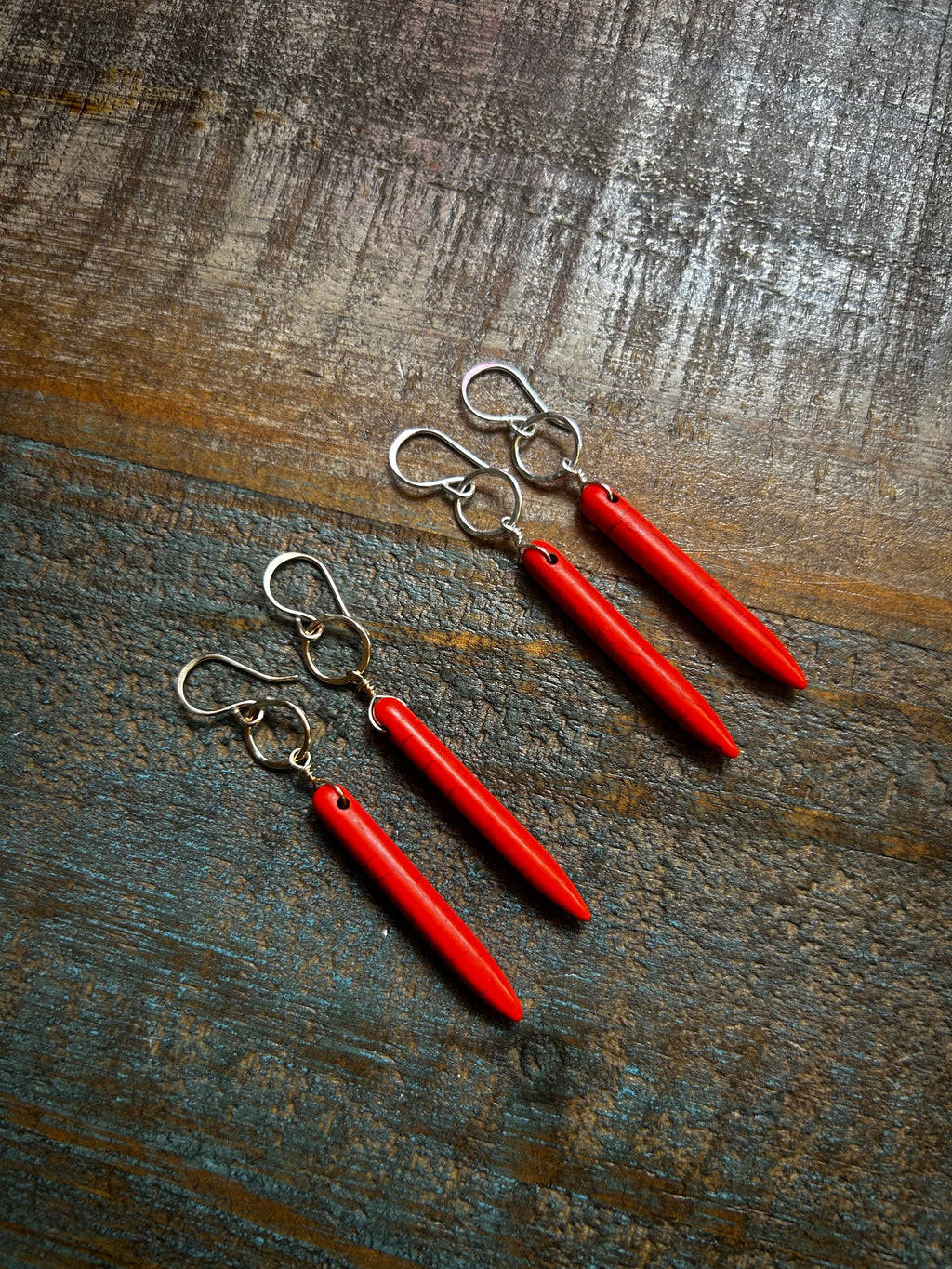 Howlite Drop Earrings - TS Orange-1