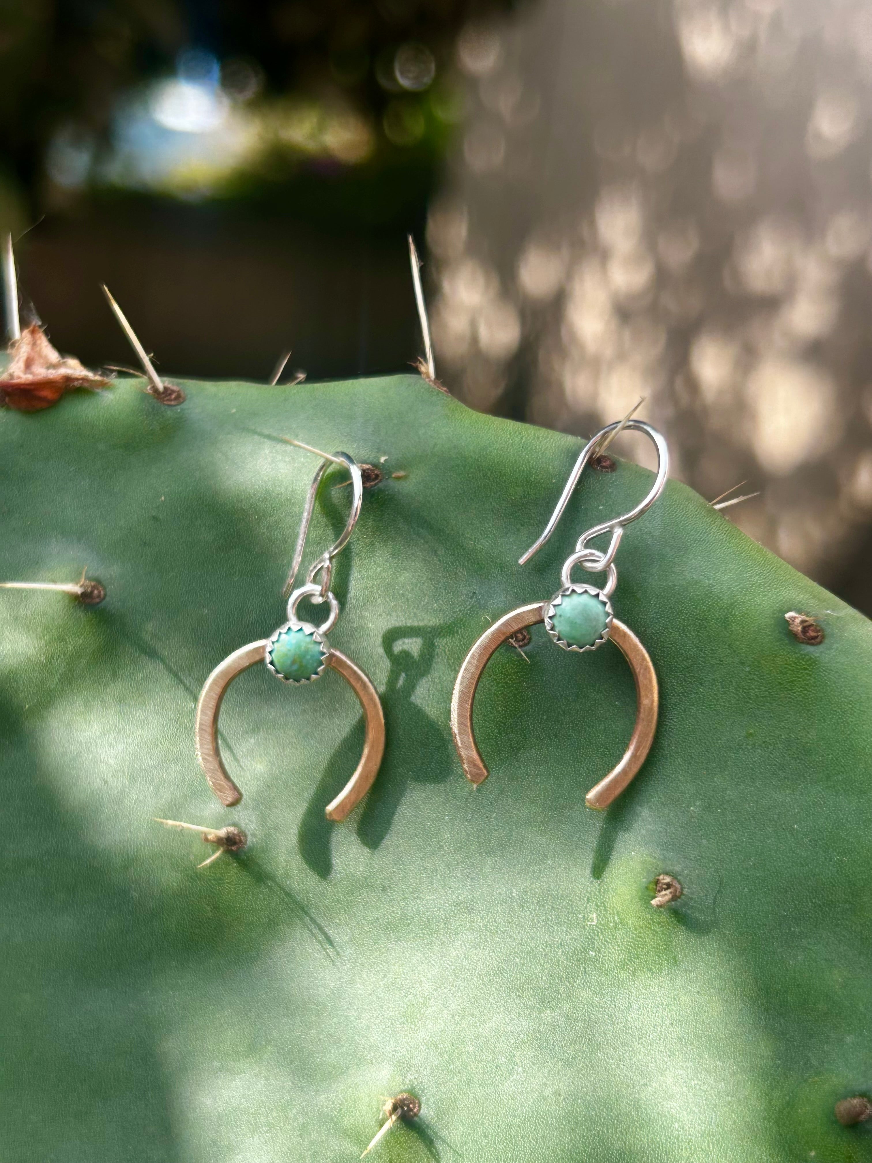 Turquoise Lucky Horseshoe Drop Earrings-2