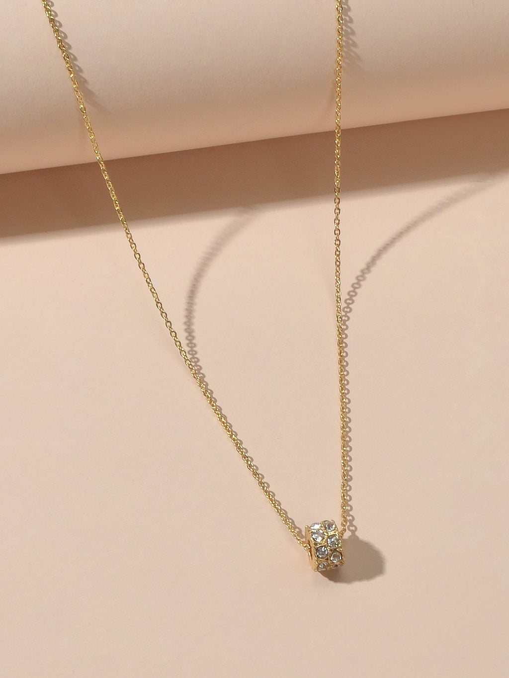 Luxurious Jewellery Gold Silver Chain Rhinestone Cylinder Necklace Accessories