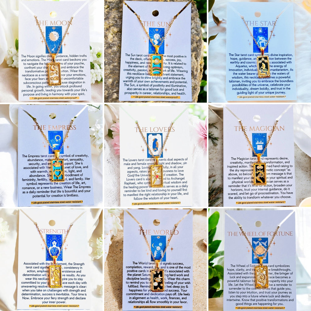 Tarot Card Necklaces - 18K Gold Plated, Waterproof-0