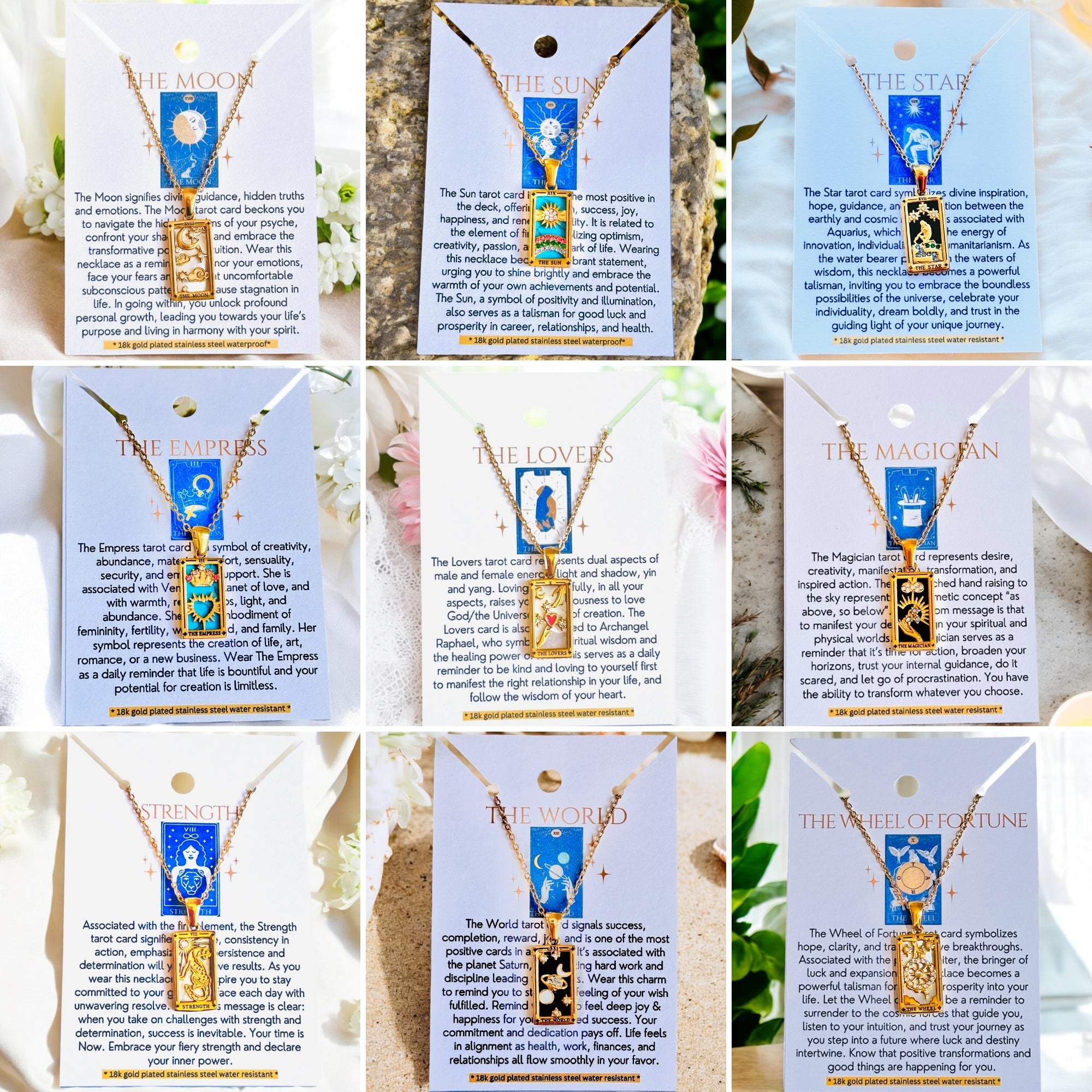 Tarot Card Necklaces - 18K Gold Plated, Waterproof-0