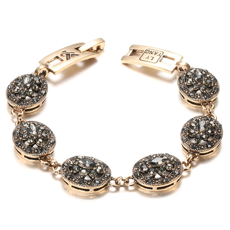Vintage Antique Statement Black & Bronze Boho Bracelet-0